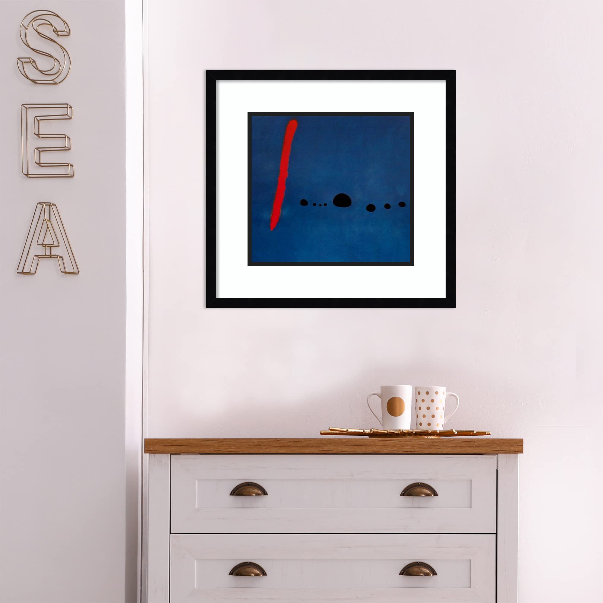 Amanti Art Framed Wall Art Print - 19x20 Bleu II by Joan Miro, Abstract Canvas Painting, Museum Quality Masterpiece for Home & Office Decor - Perfect for Living Room, Bedroom, Bathroom, Kitchen & Workspace | Modern Wall Decor for Art Lovers