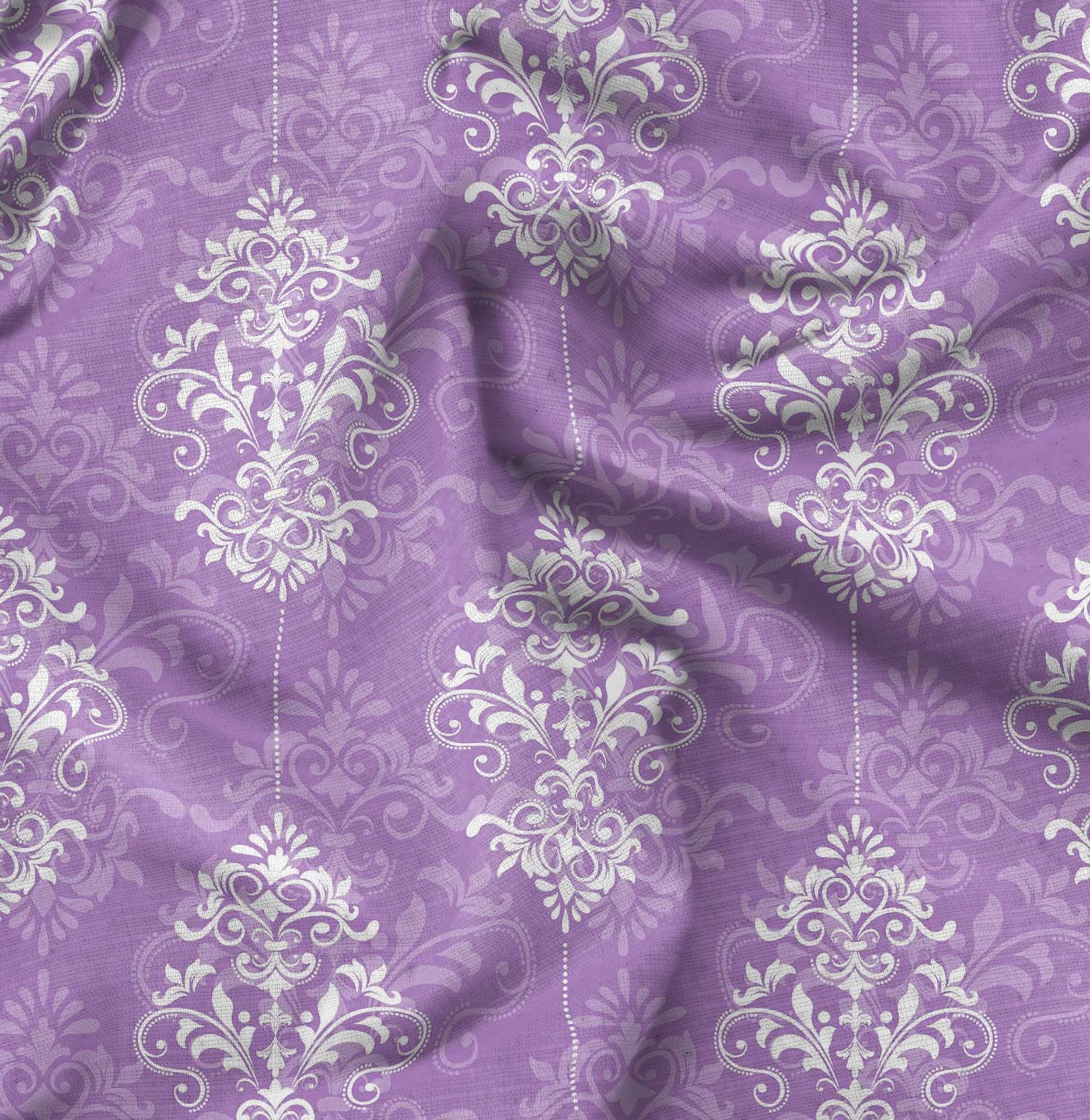 Soimoi Moss Georgette Brown Fabric by The Yard - 42 Inch Wide Filigree Damask Print Material for Dresses, Curtains & DIY Projects - Elegant Printed Fabric for Sewing, Crafts & Home Decor