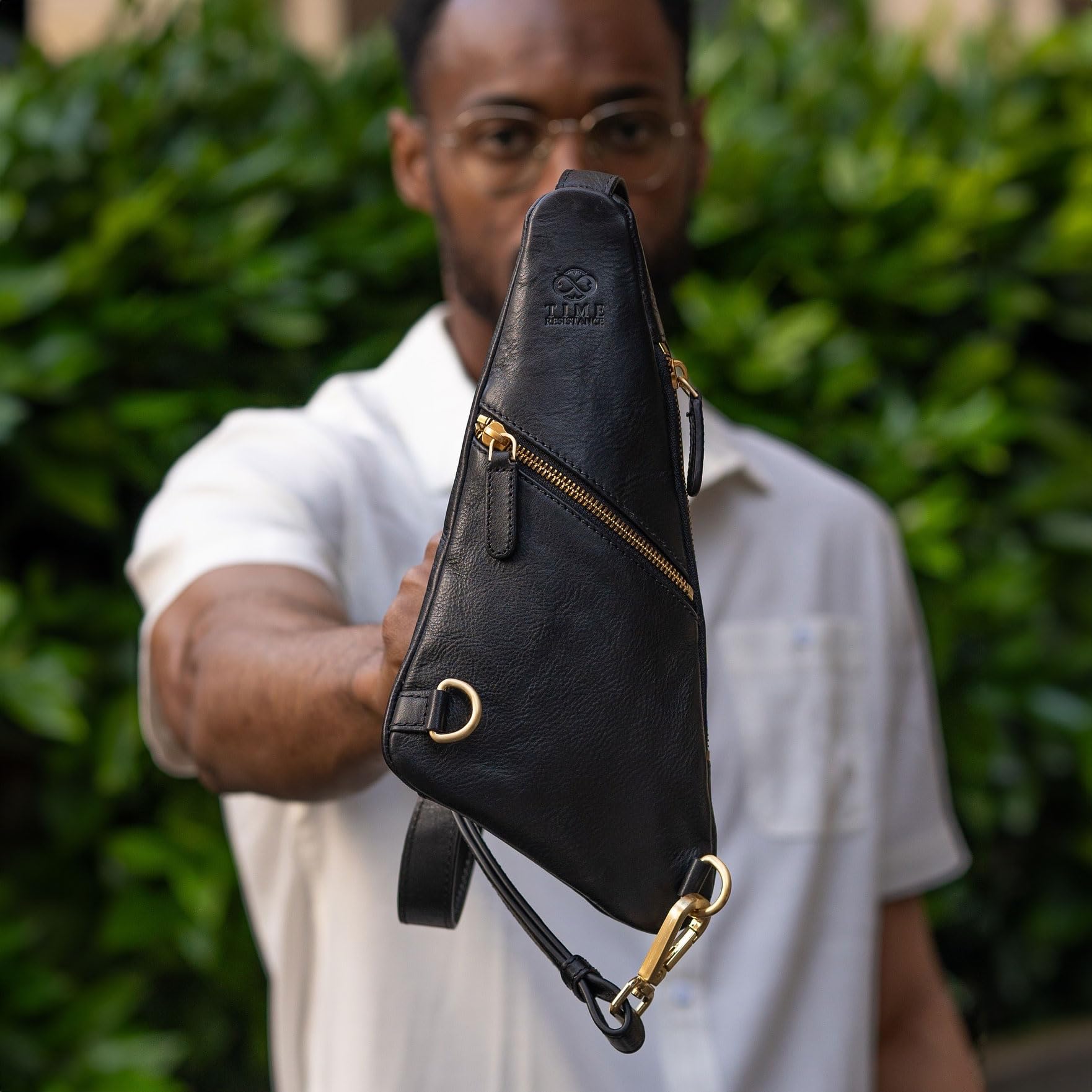 Premium Time-Resistant Leather Sling Bag - Genuine Full-Grain Leather Crossbody Chest Bag for Men & Women - Perfect for Travel, Hiking, and Everyday Carry