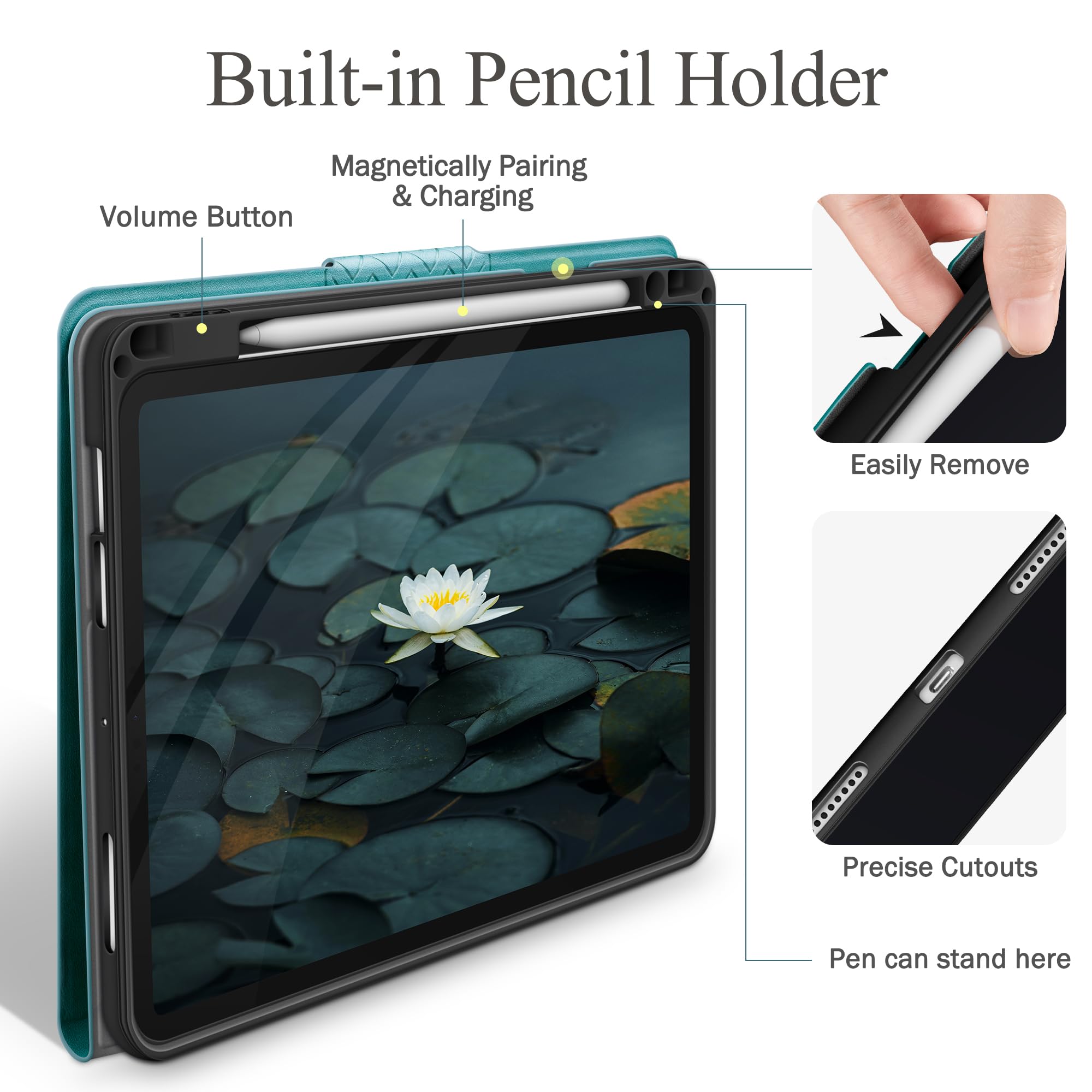Premium Protective Case for iPad Air 11 Inch M3/M2 (2025/2024) & iPad Air 5th/4th Gen (2022/2020) - Shockproof Cover with Apple Pencil Holder, Auto Sleep/Wake, Adjustable Stand - Perfect for Work, Study & Travel (Green)