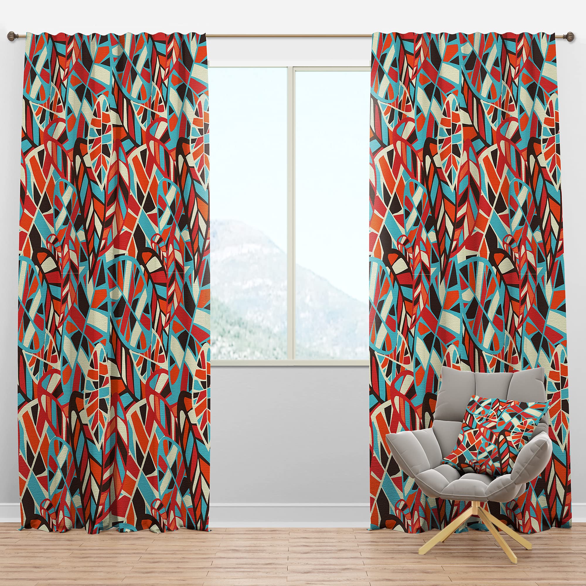DesignQ Blackout Curtains with Abstract Leaves Pattern - Thermal Insulated Room Darkening Drapes for Bedroom & Living Room (52x84, Single Panel) - Perfect for Home Decor, Privacy & Light Control