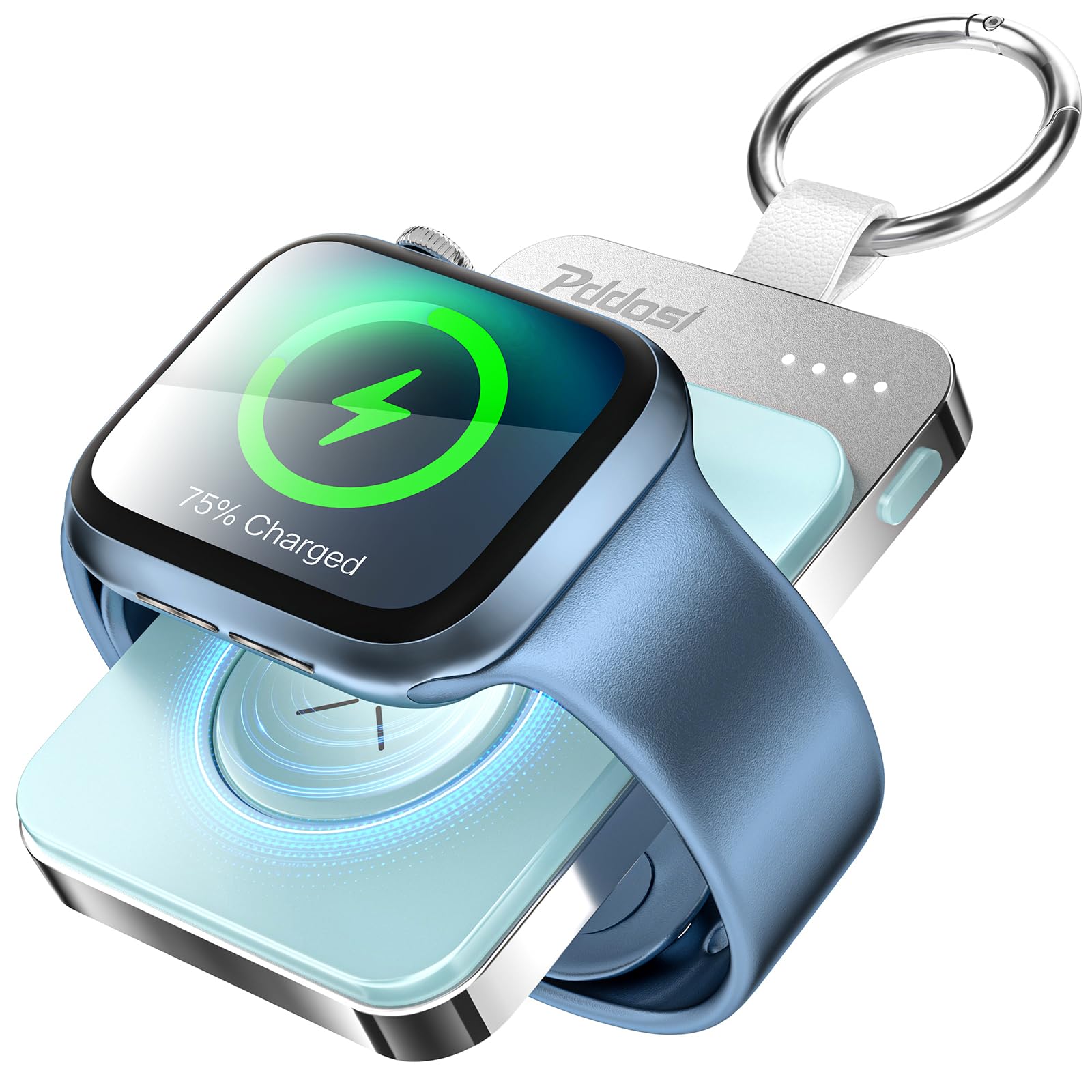 Portable Magnetic Wireless Charger for Apple Watch Series 10/9/8/7/6/5/4/3/2/SE/Ultra - 1500mAh Travel Power Bank with Keychain, Perfect Gift for Men & Women - Ideal for Travel, Gym, and Daily Charging On-The-Go