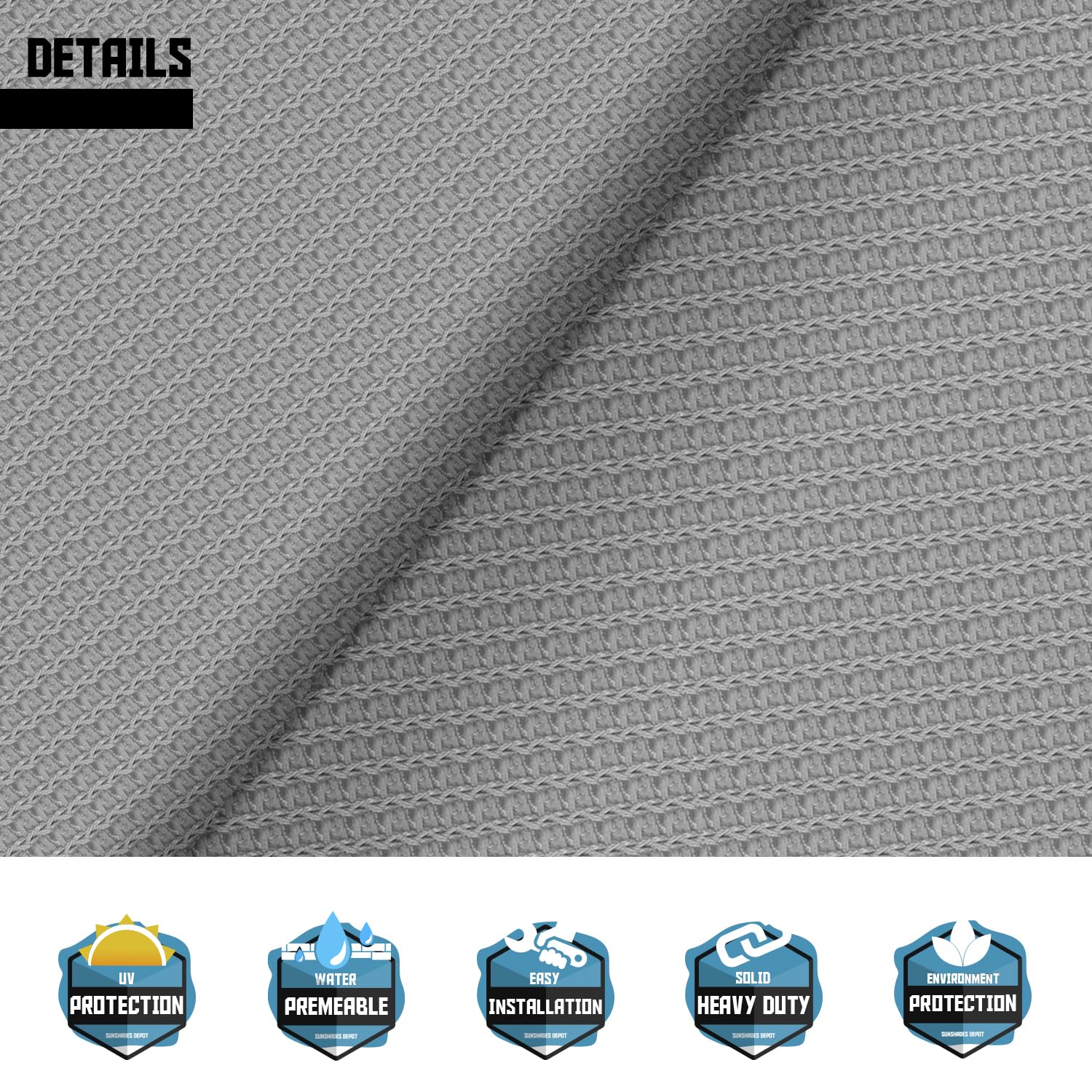 10' x 17' Light Grey Rectangle Sun Shade Sail with Hardware Kit - UV Blocking Canopy for Patio, Garden, School & Park - Perfect for Outdoor Activities, Picnics and Backyard Relaxation