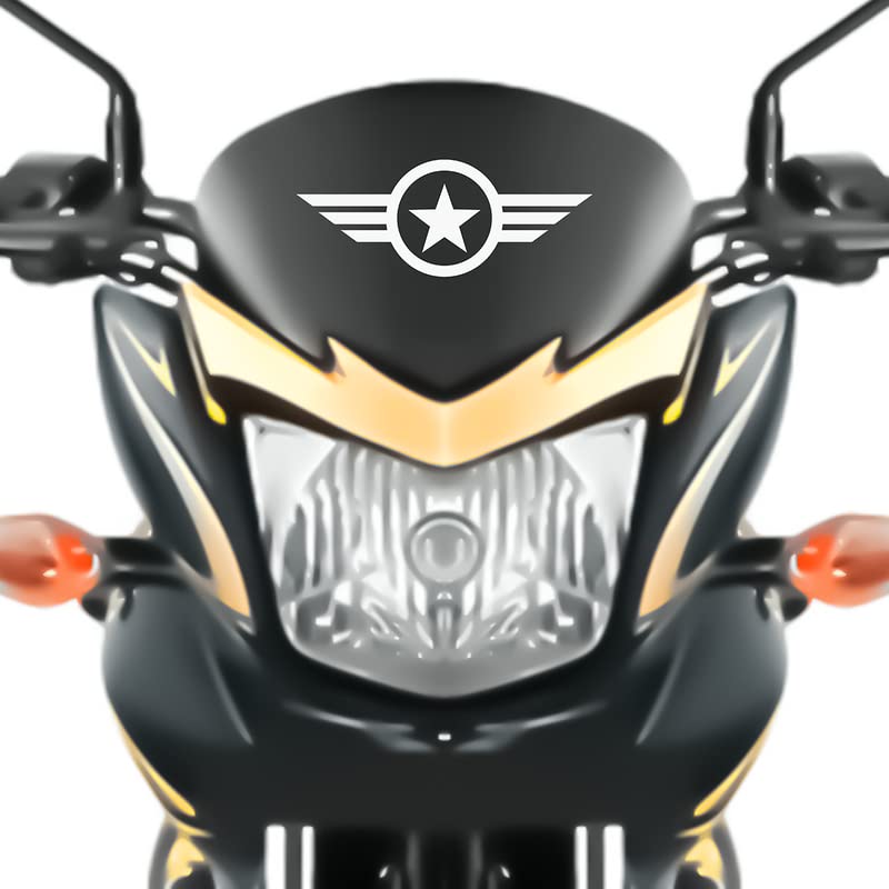 Dikoria Star Bike Sticker for Racing Bikes, Sports Bikes, Scooters & Motorcycles - White Vinyl Decal (6x6 Inches) - Perfect for Customizing Motorcycle Helmets, Laptops & Water Bottles