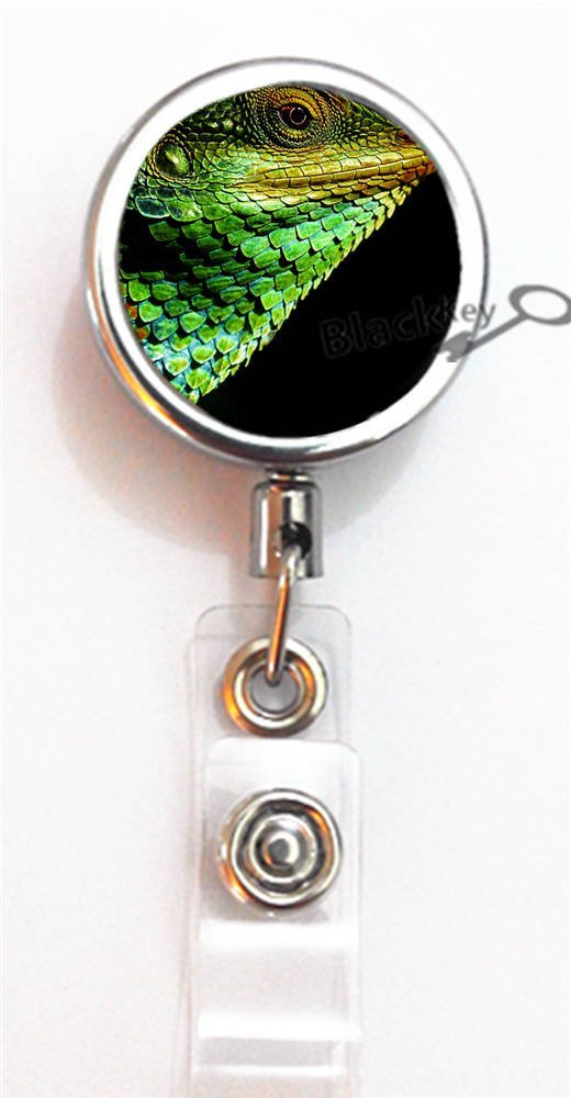 BlackKey Lizard Retractable ID Card Badge Holder Reel with Adjustable Lanyard & Belt Clip - Secure & Convenient for Work, Events, and Office Access (Model 2355)