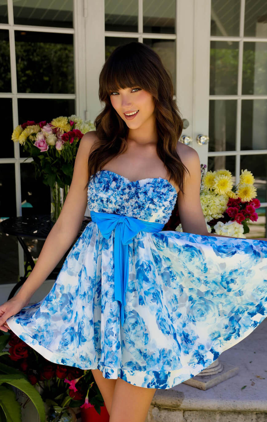 Ava Presley Floral Strapless Mini Dress for Women - Sexy Summer Party Cocktail Dress for Night Out, Date Night, and Special Occasions