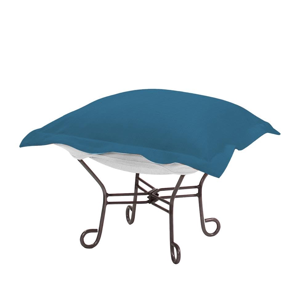 Howard Elliott Scroll Puff Rocker Seating Chair with Removable Cover - Titanium Frame Butterfly Chair for Patio, Camping, Indoor & Outdoor Use - Comfortable Multipurpose Furniture for Home, Garden, and Backyard Relaxation (Sterling Charcoal)
