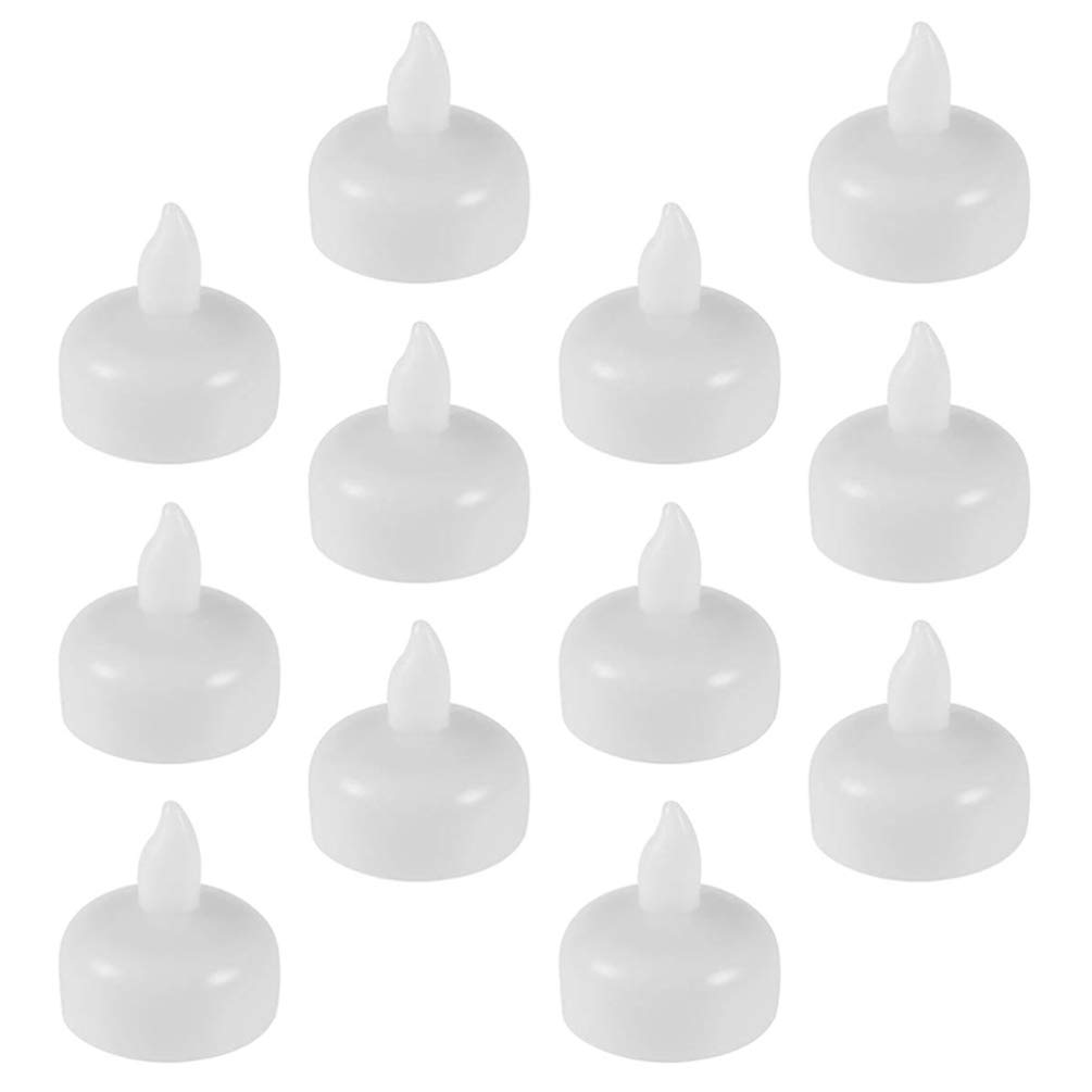 SOLUSTRE 12 Pack Flameless LED Floating Candles - Battery Operated Waterproof Tealights, Flickering Fake Candles for Wedding Centerpieces, Christmas Decor, Party, Dinner Table, Pool & Bathroom Decoration