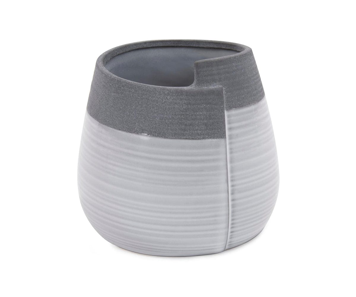 Elegant Rolled Two Tone Vase - Handcrafted Ceramic Home Decor for Living Room, Bedroom & Wedding Centerpieces