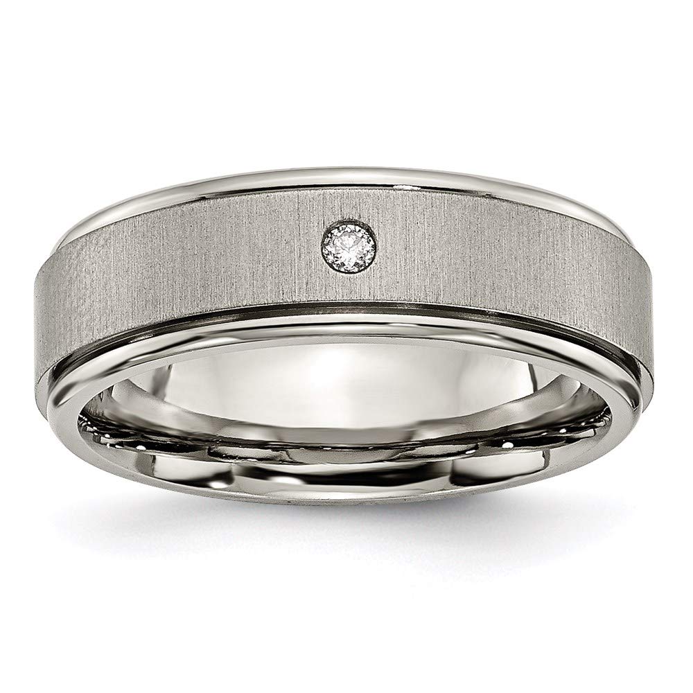 Titanium Brushed Diamond Round Edge Wedding Band Ring for Women – Elegant Bridal Engagement Jewelry, Perfect Gift for Her – Ideal for Proposals, Anniversaries & Special Occasions