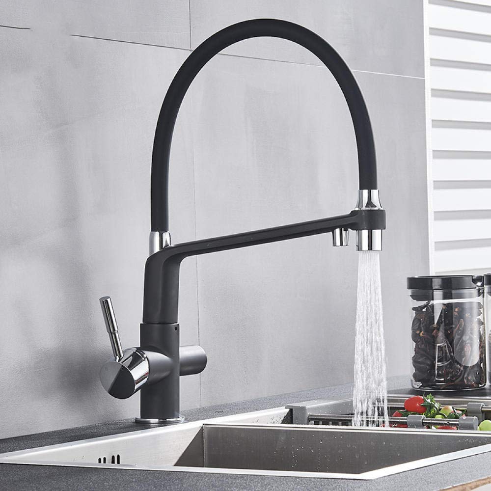 Premium Matte Black Kitchen Sink Faucet with Pure Water Filter - Dual Handle Hot & Cold Water Mixer Tap for Bathroom and Kitchen - Perfect for Cooking, Washing Dishes, and Drinking Filtered Water