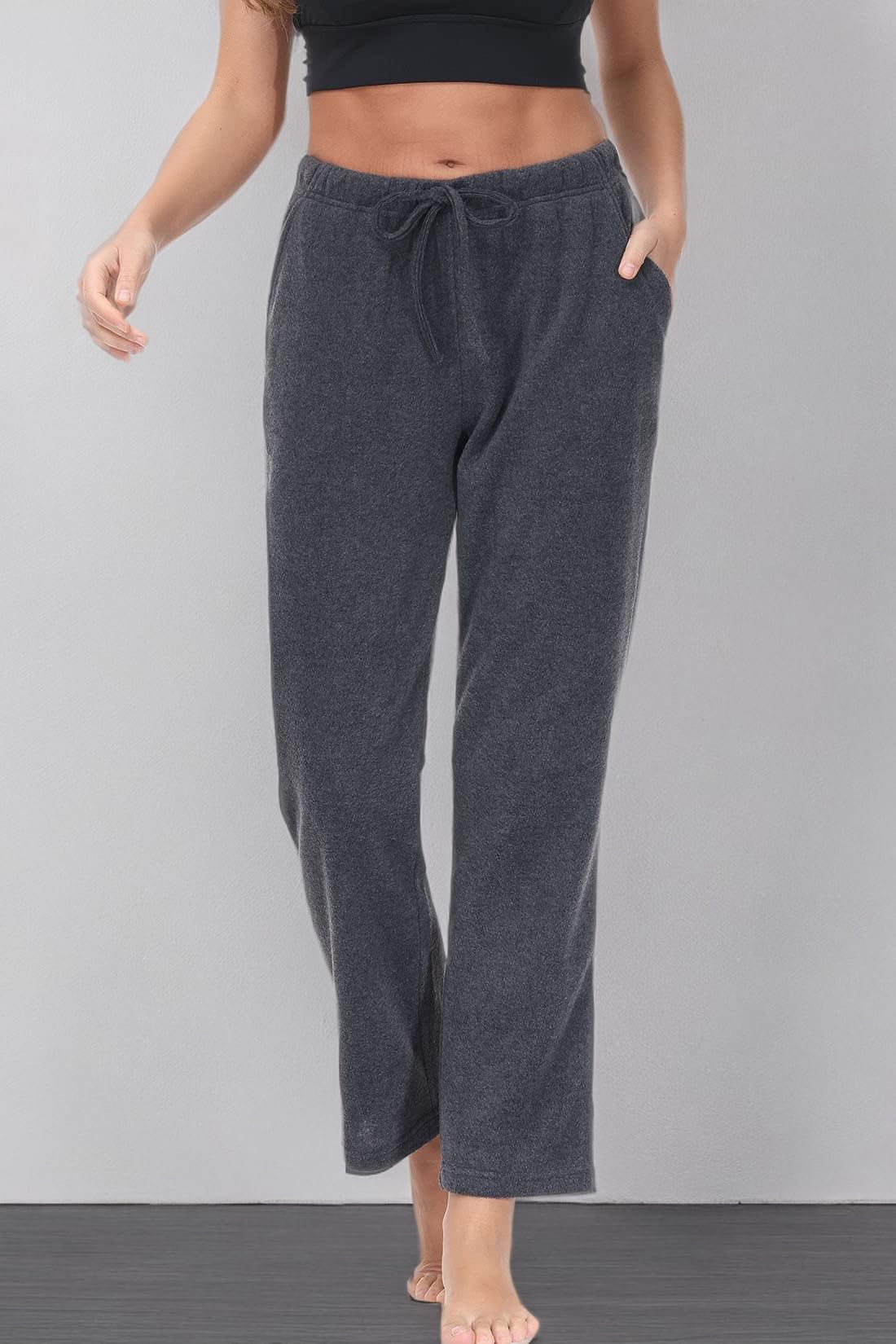 COZZIPLUS Women's Lightweight Polar Fleece Lounge Sweatpants - Straight Leg Fleece Pajama Pants with Pockets for Winter Comfort & Home Relaxation | Perfect for Lounging, Sleeping & Casual Wear