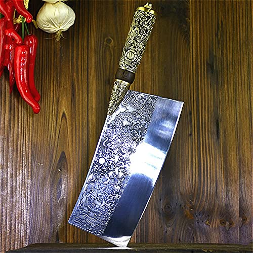 Hand-Forged Meat Cleaver - High-End Retro Chef Knife, Longquan Ghost Handmade Kitchen Cleaver for Slicing & Chopping - BY KKZY (Color: G-cd39) | Perfect for Professional Chefs & Home Cooking