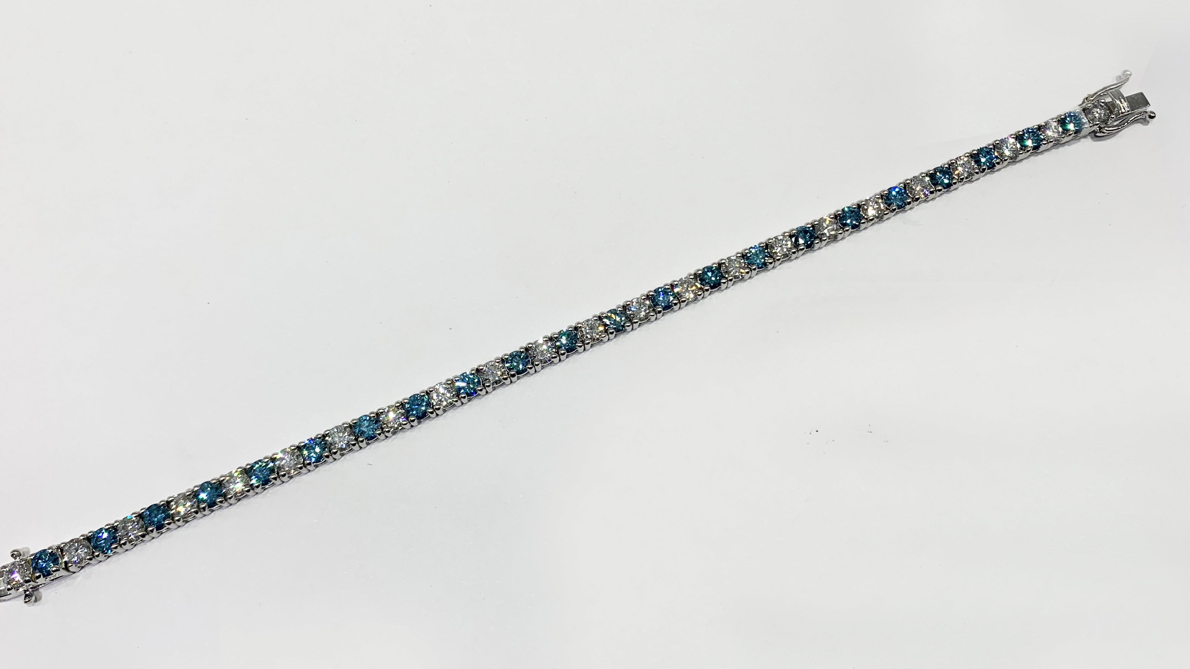 14K White Gold Blue Lab-Grown Diamond Bracelet for Women - Elegant & Ethical Jewelry Gift for Anniversary, Wedding, or Special Occasion