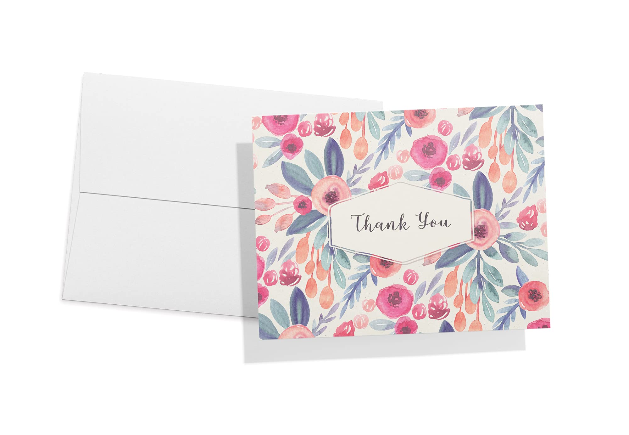 Eco-Friendly Floral Thank You Cards Set of 12 with Envelopes - 5.5