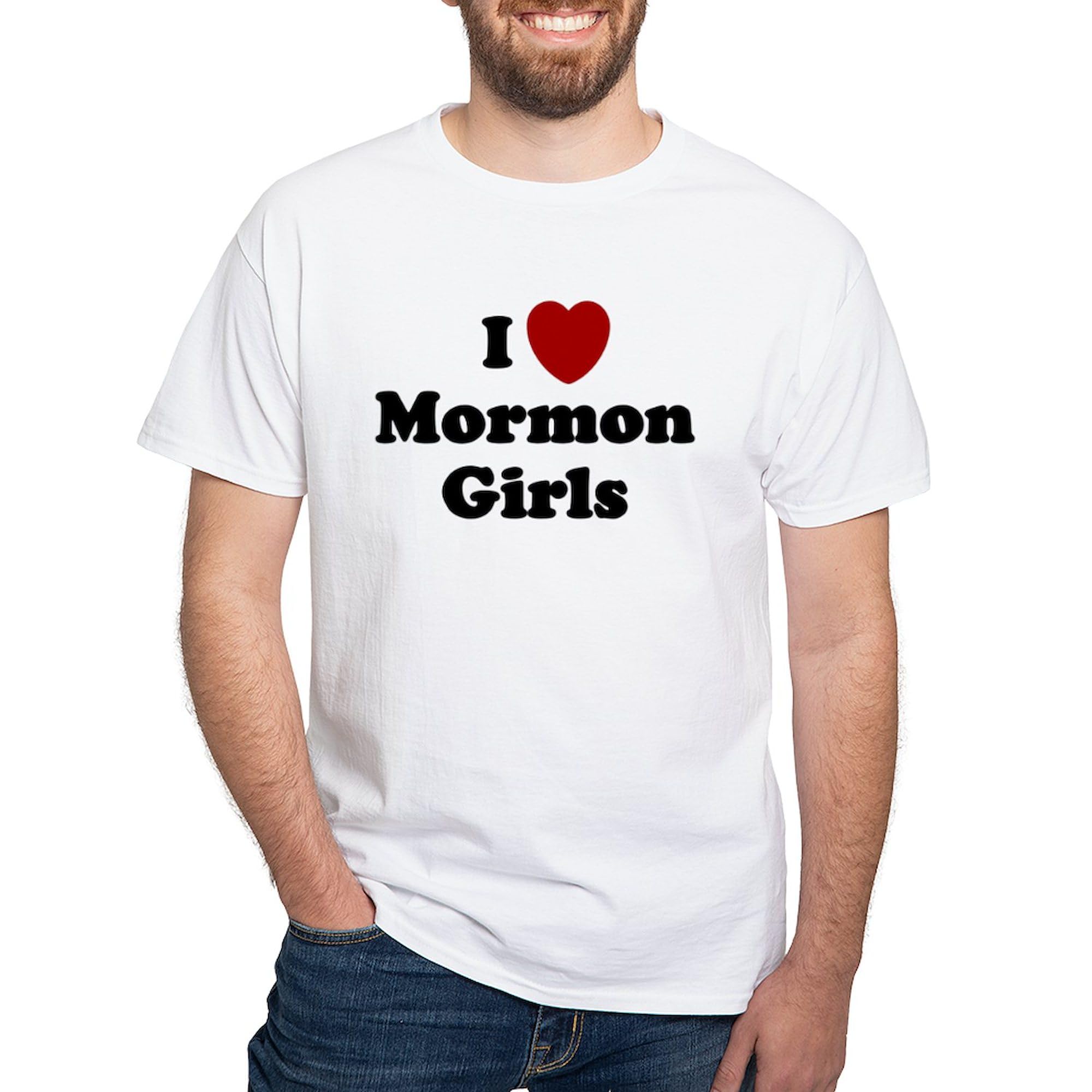 I Love Mormon Girls T-Shirt for Men - 100% Cotton Classic White Graphic Tee | Casual Wear, Church Events & Everyday Outfits