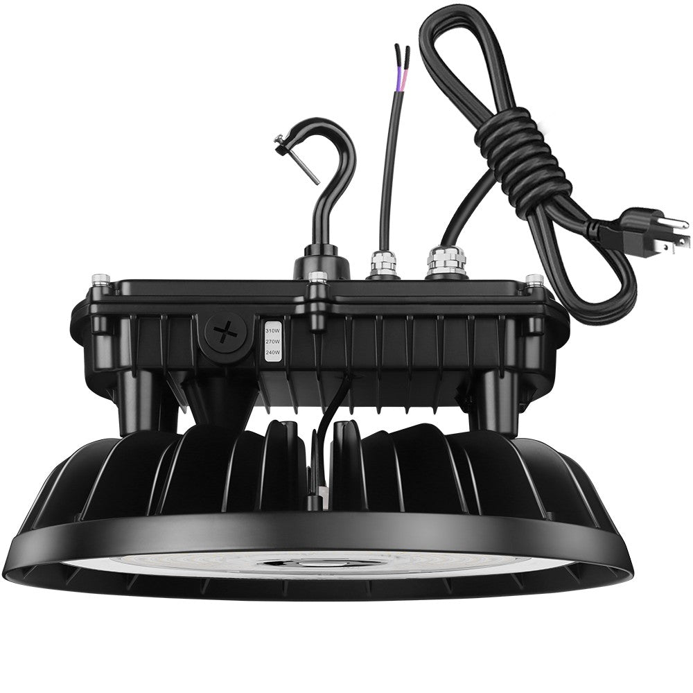 MAX Round UFO LED Bay Light 310W/270W/240W Selectable - 46,500 Lumens 5000K Daylight White - 1000W Metal Halide Equivalent - Perfect for Warehouses, Garages, Workshops & Industrial Lighting
