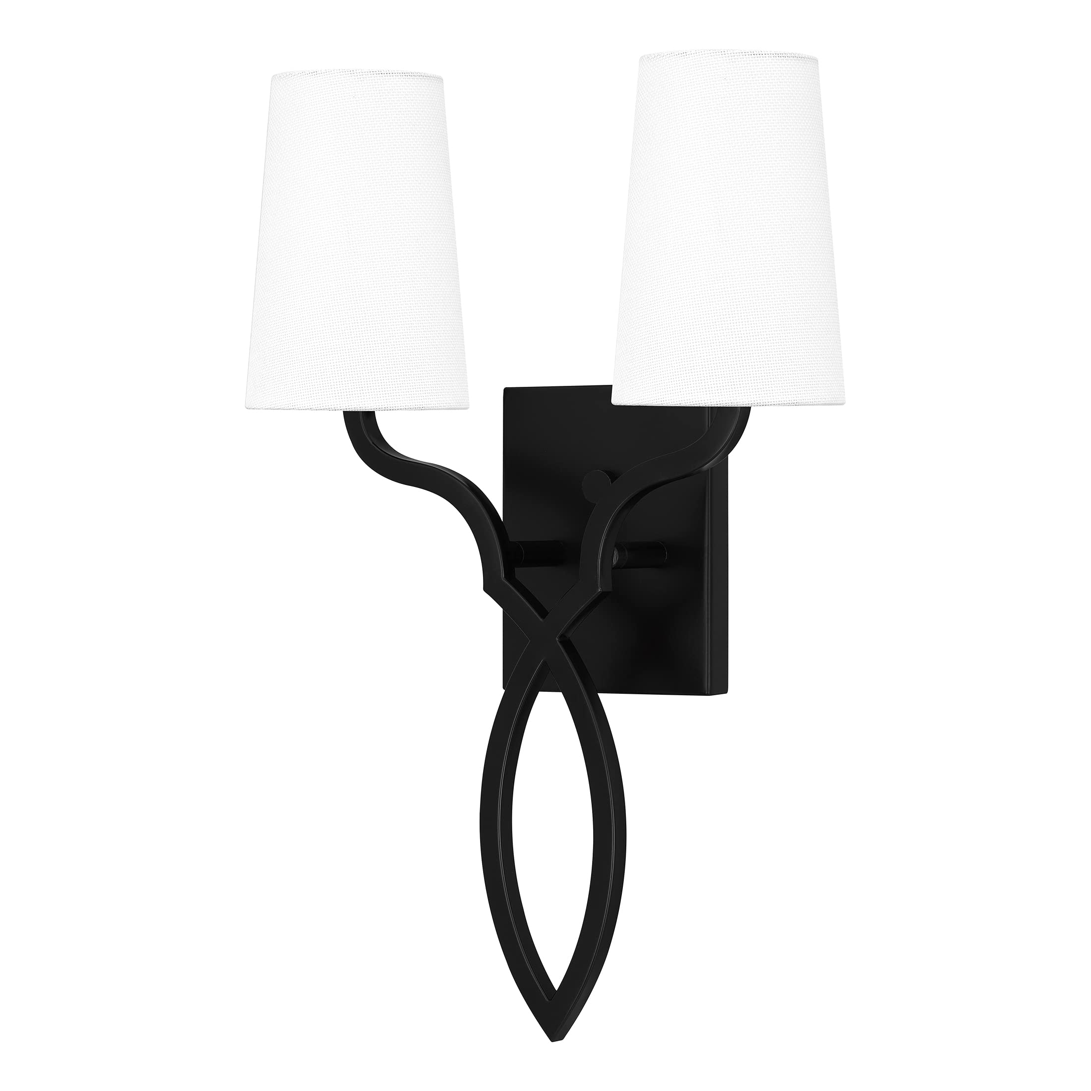 Quoizel O'Hare 2-Light Matte Black Wall Sconce - Modern Indoor Lighting Fixture for Bedroom, Living Room & Hallway Decor