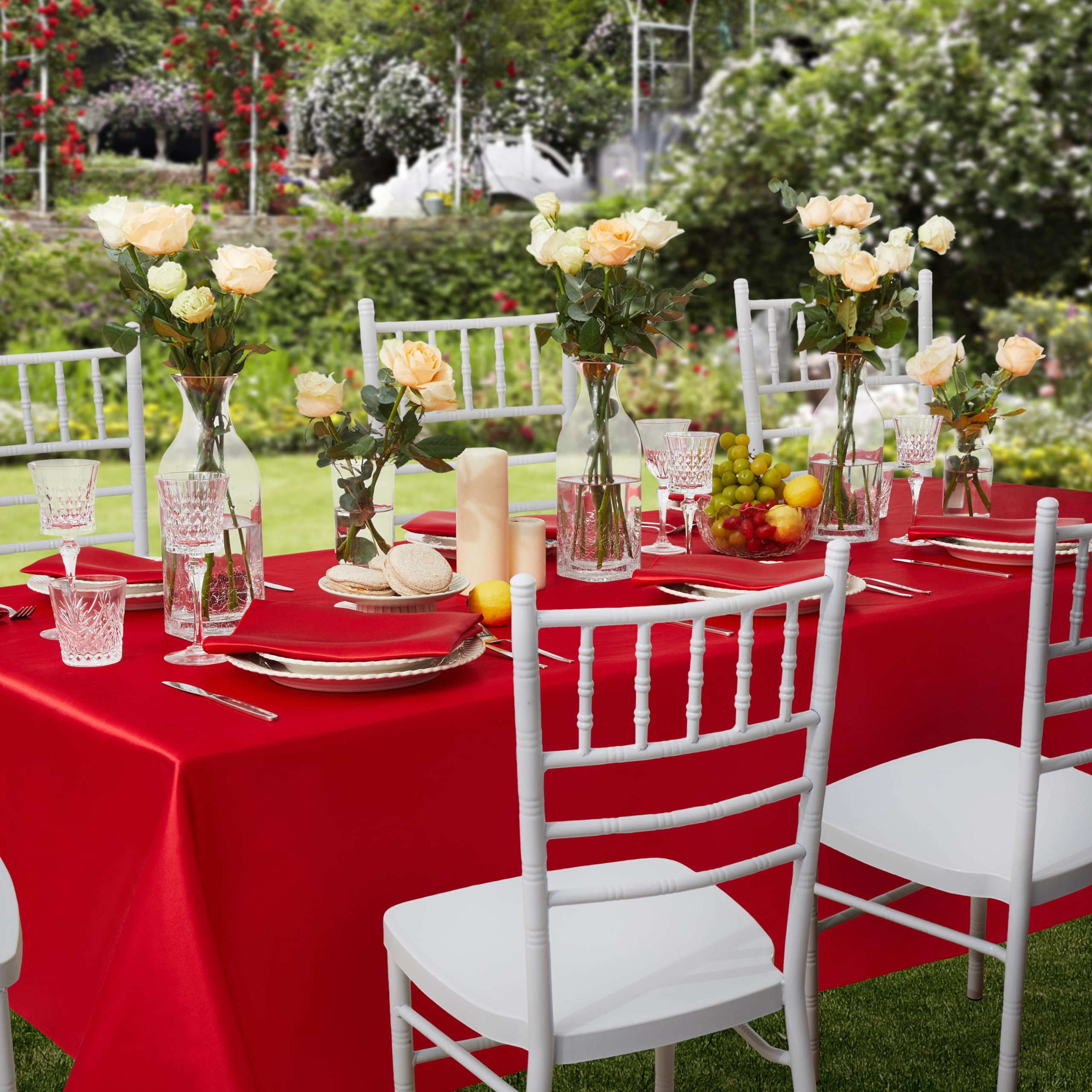 Premium Stain-Resistant Wrinkle-Free Satin Tablecloth - 60