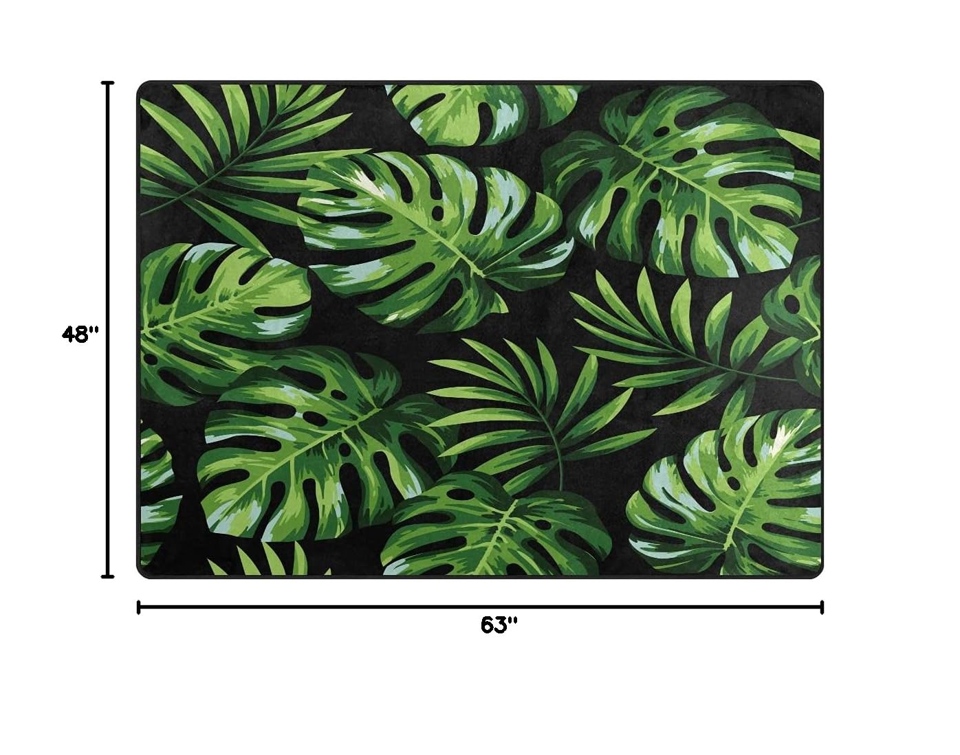ALAZA Summer Green Monstera Leaves Tropical Area Rug 5'3