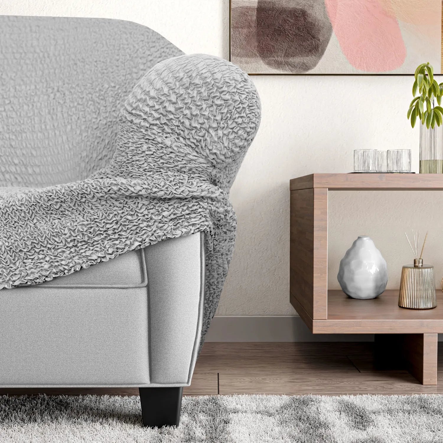 L-Shaped Sofa Slipcover with Left Chaise - Soft Microfiber Stretchable Couch Cover - Perfect for Living Room, Sectional Sofa Protection & Home Decor Upgrade