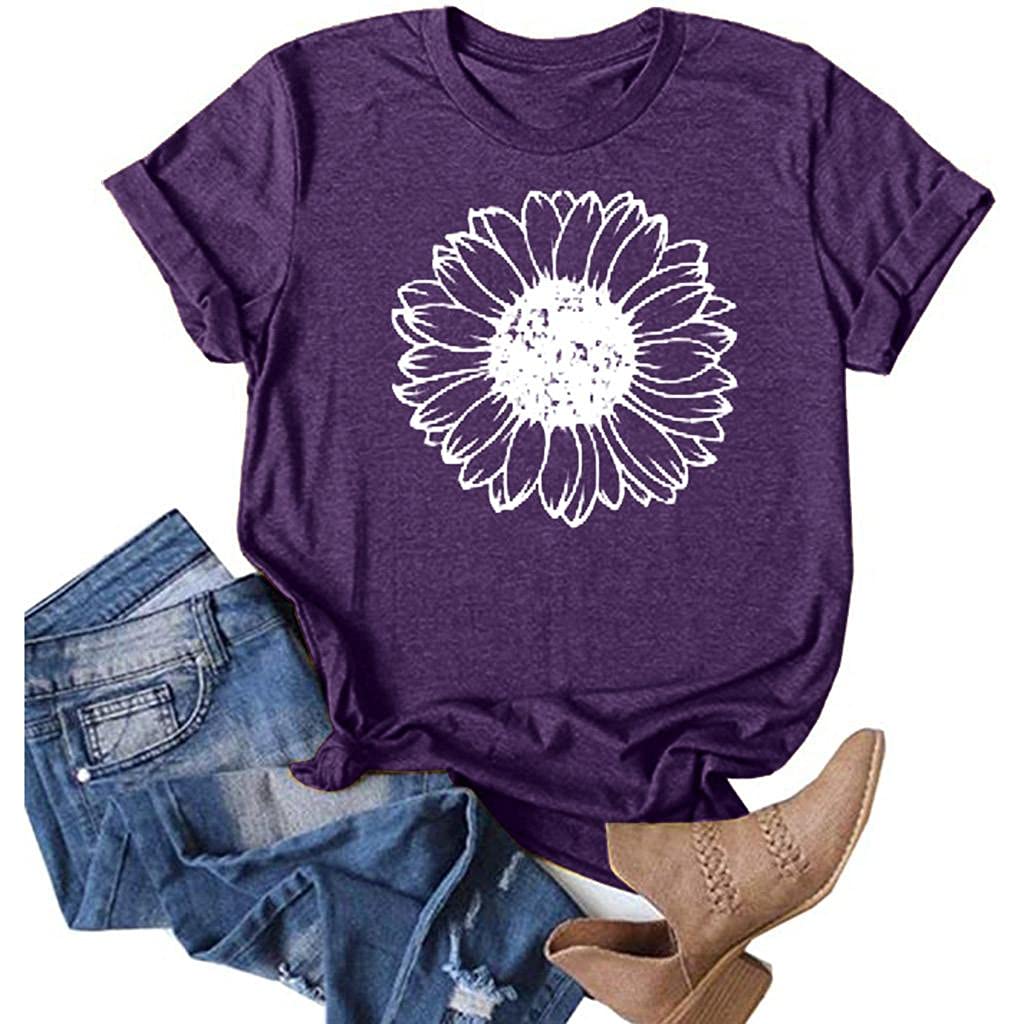 FABIURT Women's Casual Short Sleeve Printed T-Shirt - Loose Fit Funny Graphic Blouse for Everyday Wear | Perfect for Summer Outfits, Weekend Errands & Casual Office Looks