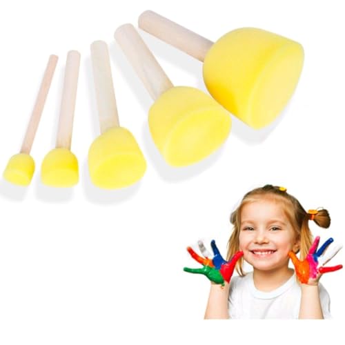 5 Piece Round Sponge Dabber Set with Wooden Handles