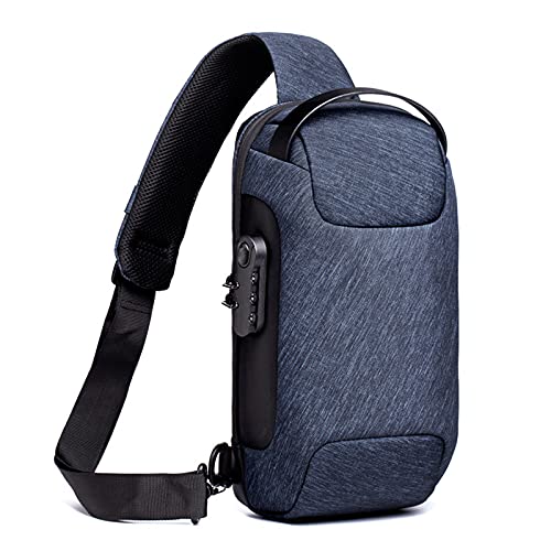 SAKALAEXP Anti-Theft Crossbody Bag with Password Lock & USB Charging Port - Waterproof Unisex Sling Bag for Travel, Hiking, Sports & Daily Use - Secure Chest Pack for Men & Women