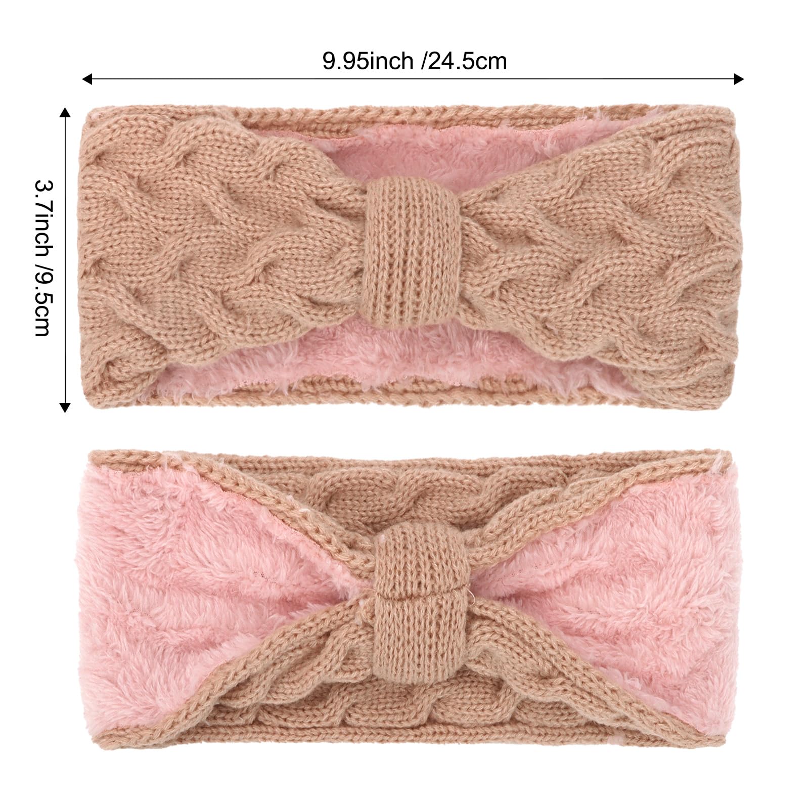 Semato 2-Pack Chunky Crochet Knitted Ear Warmer Headbands for Women - Winter Hair Accessories & Fashionable Turbans in White & Pink | Perfect for Cold Weather, Outdoor Activities & Stylish Winter Outfits