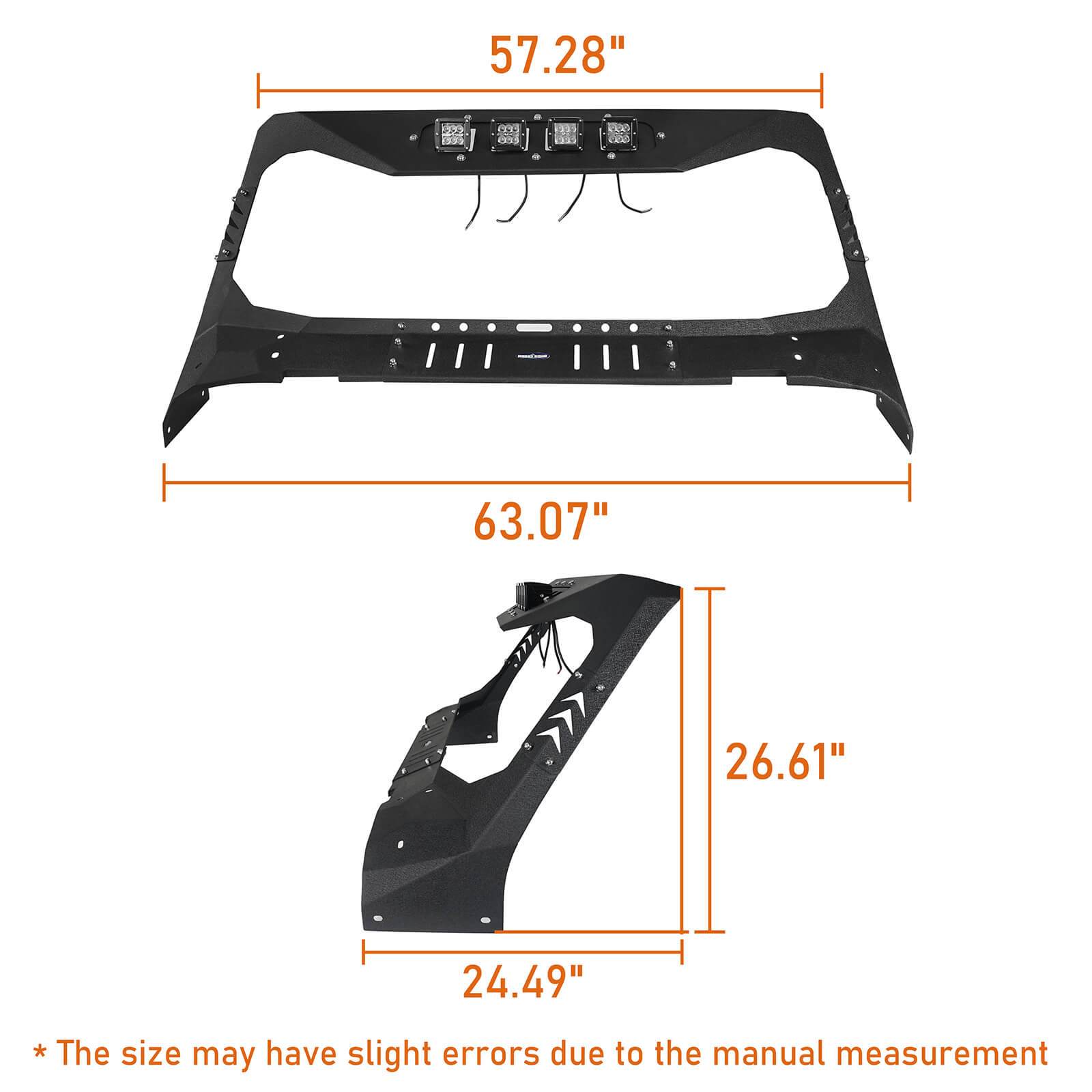 Mad Max Windshield Frame Cover Visor Cowl with 4 LED Lights for 2018-2024 Jeep Wrangler JL & Gladiator JT (Excludes Mojave) | Off-Road Accessories | U-Box Design for Enhanced Style & Protection