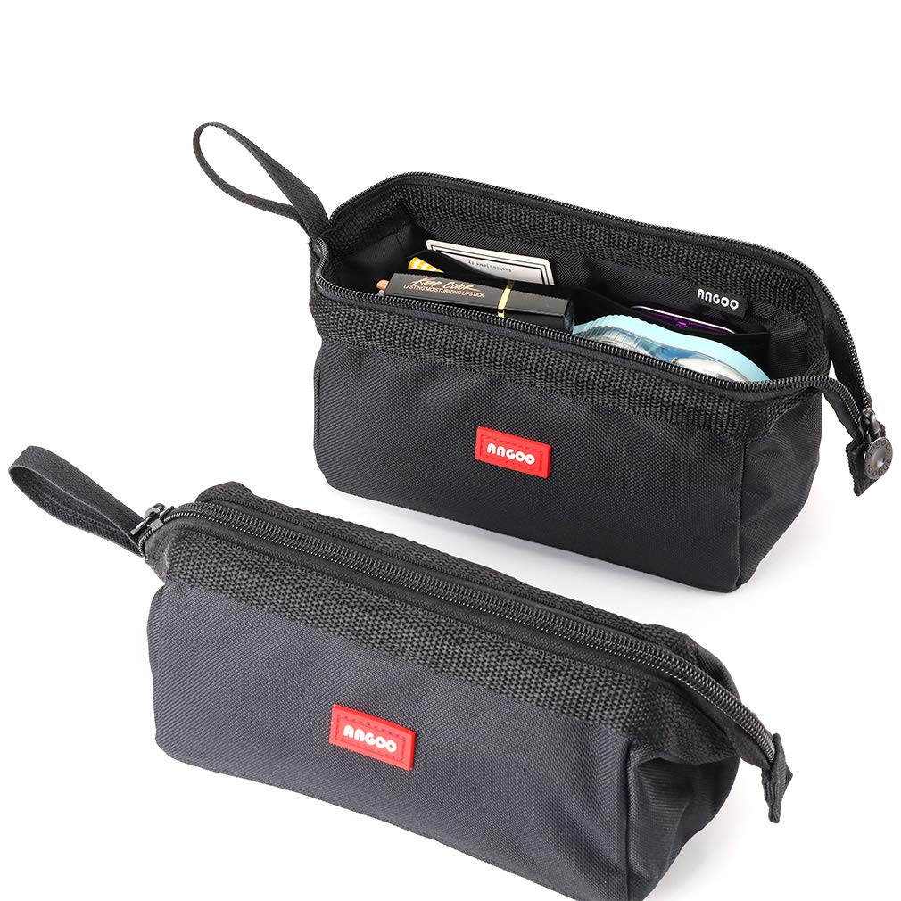 iSuperb Large Capacity Pencil Case - Portable Zipper Pencil Pouch Organizer for School, Office & Travel - Perfect for Pens, Cosmetics & Makeup Storage (Black)