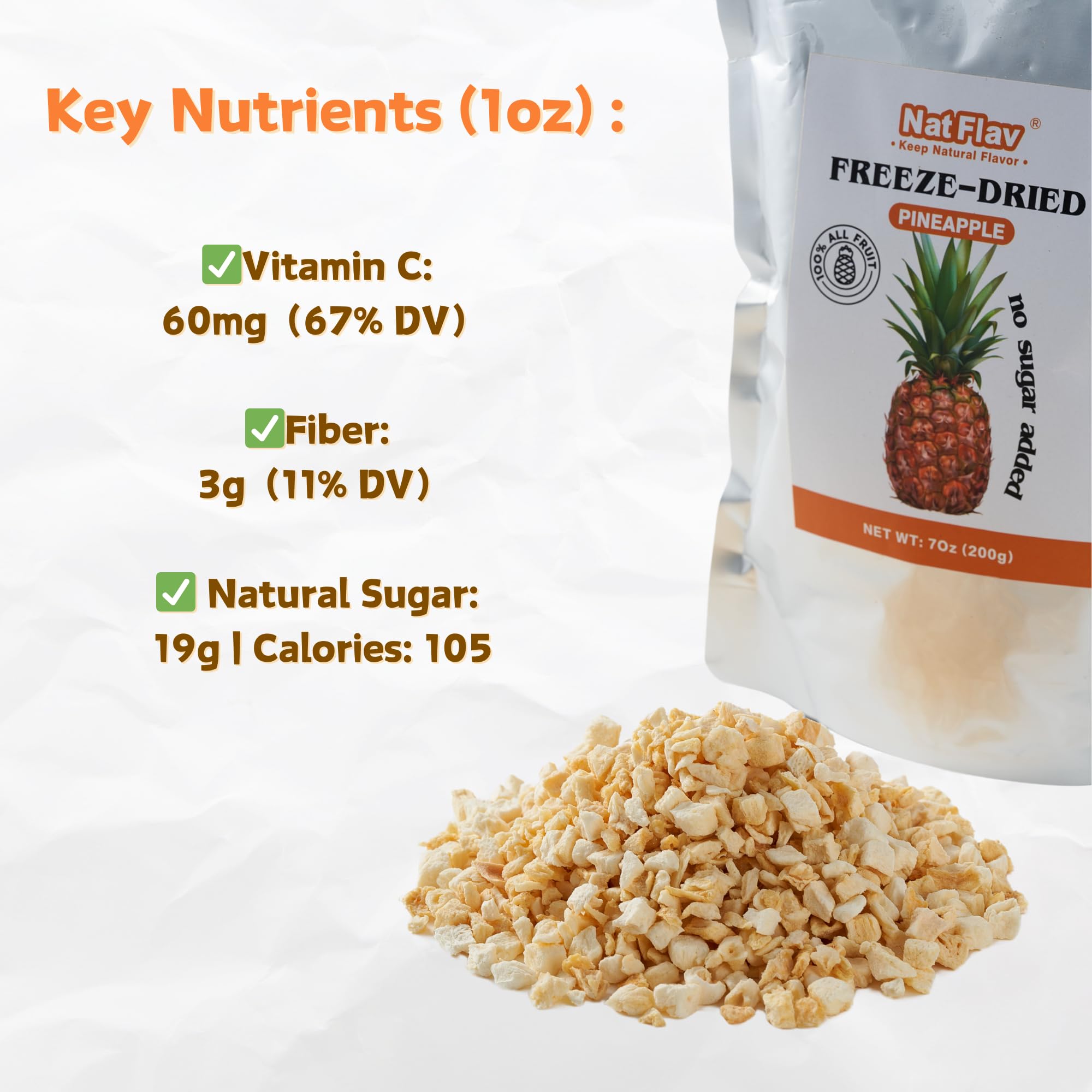 Freeze-Dried Pineapple Slices | 7oz Bag | 100% Natural, No Sugar Added, Non-GMO, Vegan Snack | Healthy Dried Fruit for Kids & Adults | Perfect for Camping, Hiking, Backpacking & School Lunches | Made from Fresh Pineapples | Gluten-Free, Preservative-Free Snack