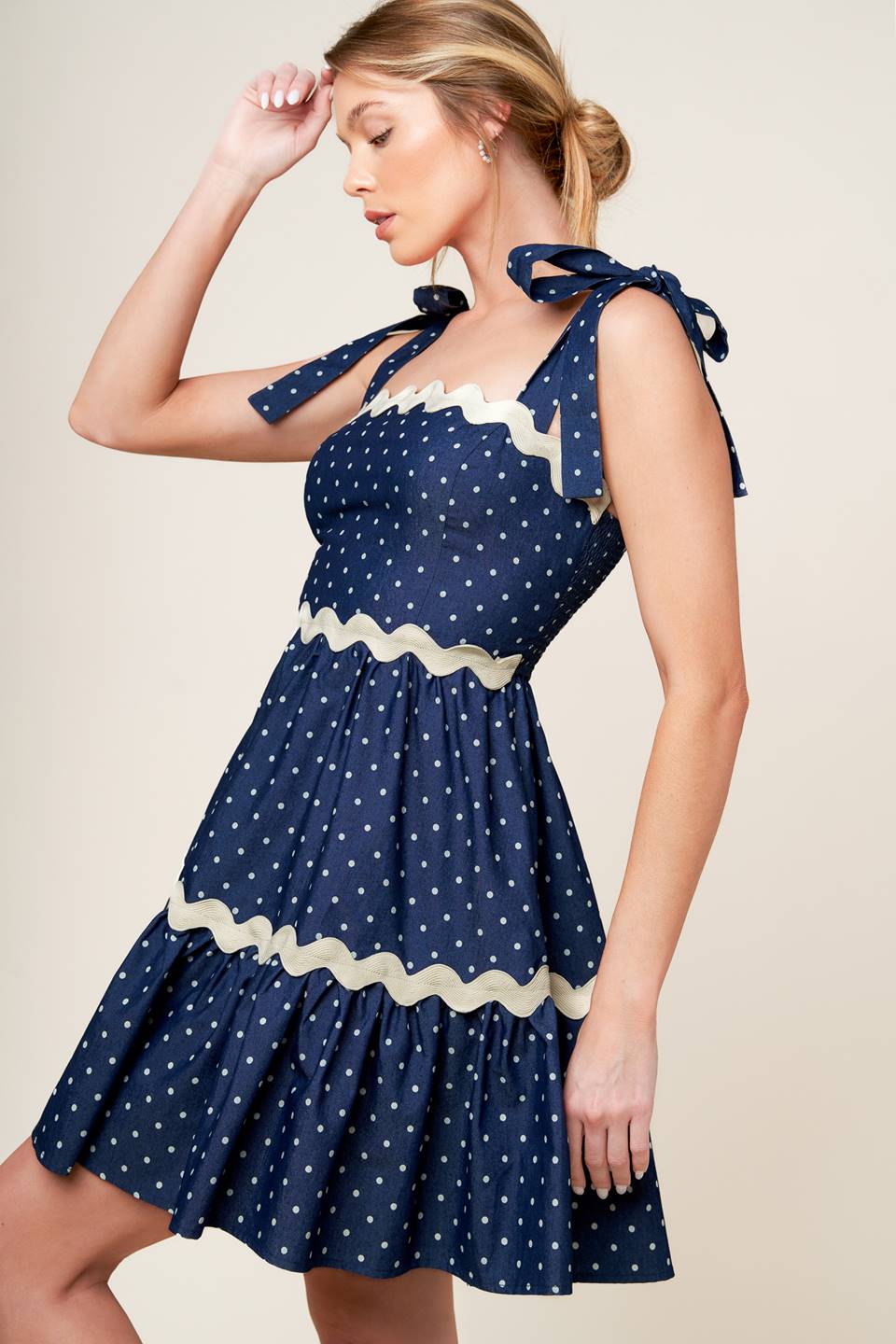Divinely Dotted Mini Dress in Indigo - Flowy Summer Dress for Women, Perfect for Beach Vacations, Date Nights & Casual Outings