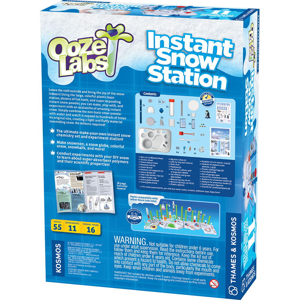 Ooze Labs Instant Snow Station - Fun Science Experiment Kit for Kids, DIY Fake Snow Powder - Perfect for STEM Learning, Winter Party Decor & Sensory Play