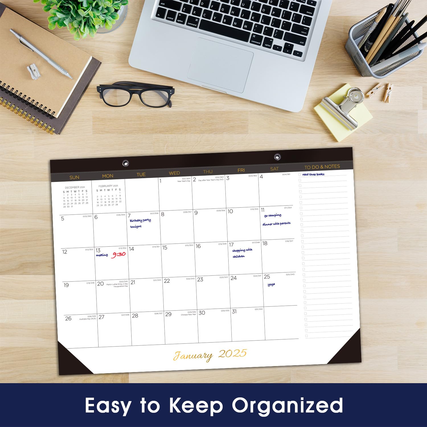 2025 Desk Calendar - 12 Month Large Planner from January to December 2025 | 17