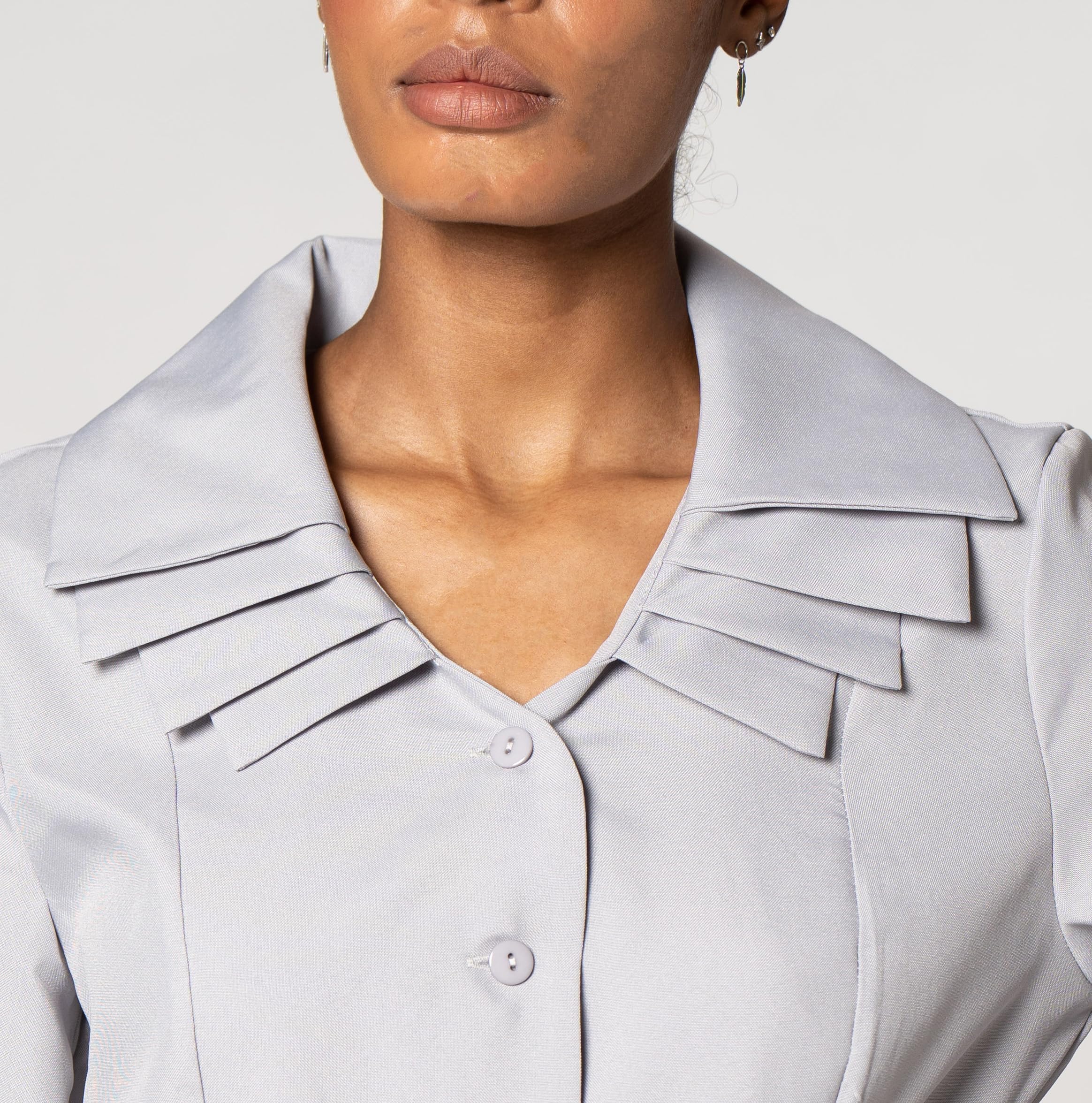 Elegant Button Down Dress with Layered Collar - Mid-Length Church Choir Dress for Women | Perfect for Usher Uniform, Sunday Service & Formal Occasions | Style G11721
