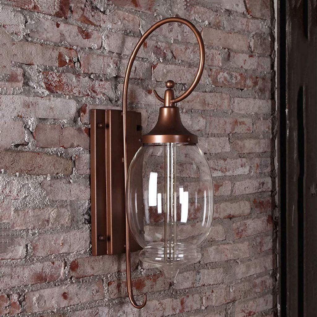 Vintage American Outdoor Wall Lamp - Waterproof Large Glass Wall Mounted Lighting Fixture for Villa, Balcony, Aisle & Garden Decor - Classic Retro Exterior Sconce Lighting for Porch, Patio & Entryway