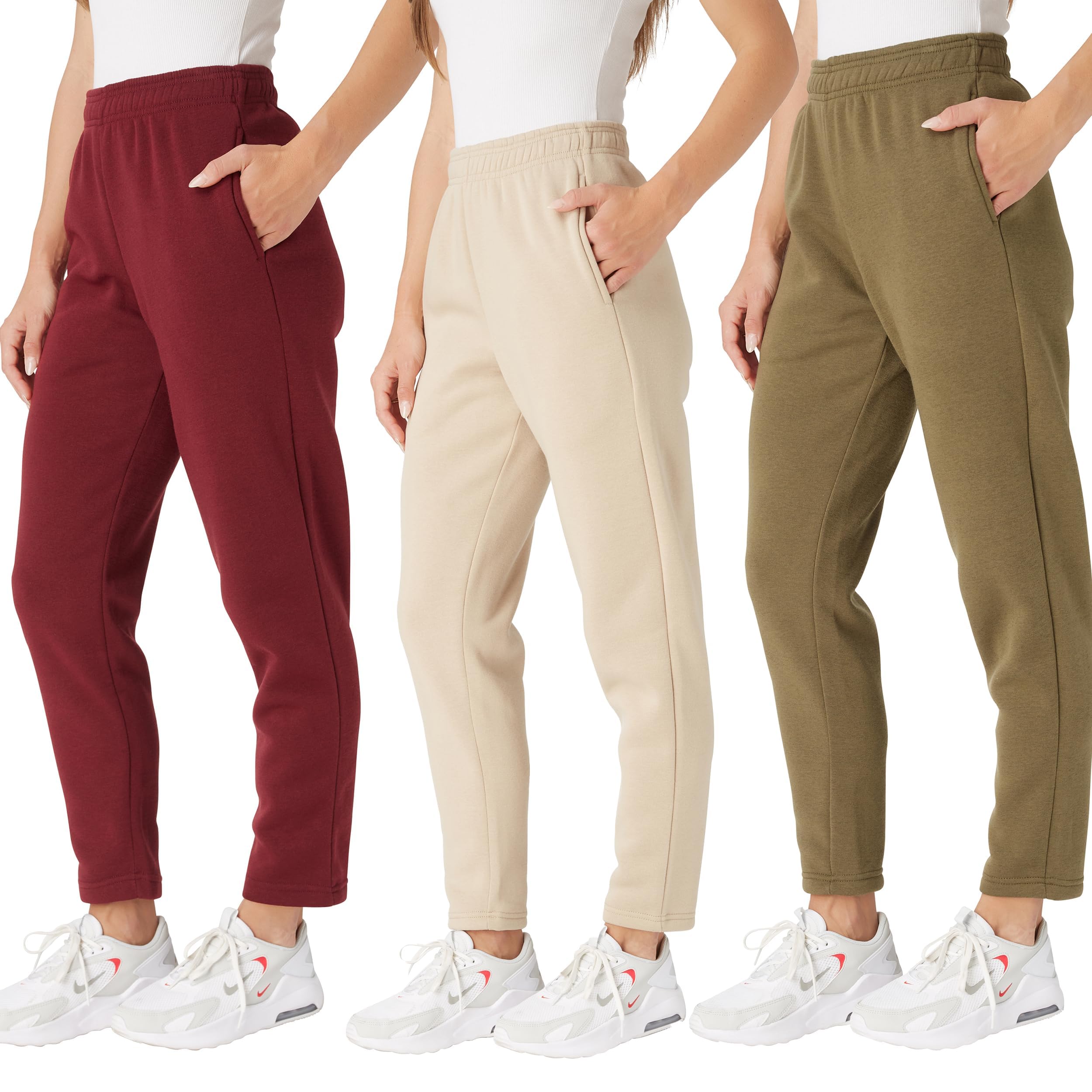 Ultra Performance Women's Sweatpants - 3 Pack Open Bottom Lounge Pants for Women (Plus Size) | Soft & Comfortable Joggers for Yoga, Running & Casual Wear