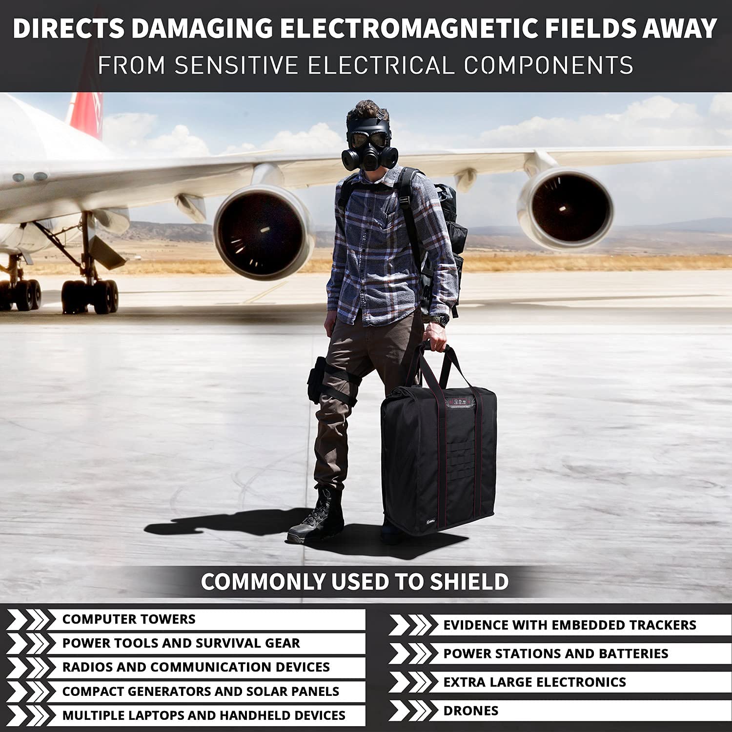 Mission Darkness T10 Faraday Bag for Computer Towers & XL Electronics - Military-Grade Faraday Cage for Digital Forensics, EMP Protection & RF Signal Blocking | Ideal for Preppers, Data Security & Emergency Preparedness