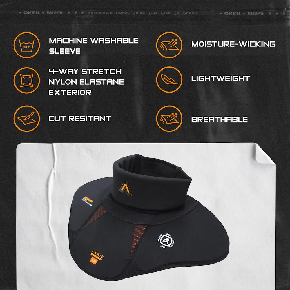 Aegis Interceptor Pro-G Hockey Goalie Neck Guard & Chest Protector - Professional Ice Hockey Protective Gear for Goalies - Perfect for Practice, Training & Competitive Games