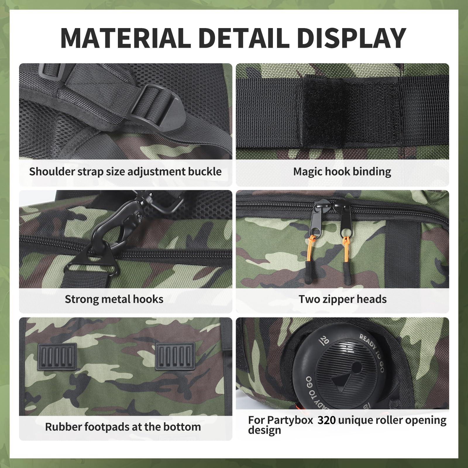 JBL PartyBox 320 Speaker Travel Case - Portable Waterproof Carry Bag & Backpack for JBL PartyBox Series Speakers (Camouflage Design) - Perfect for Outdoor Parties, Travel & Music Events