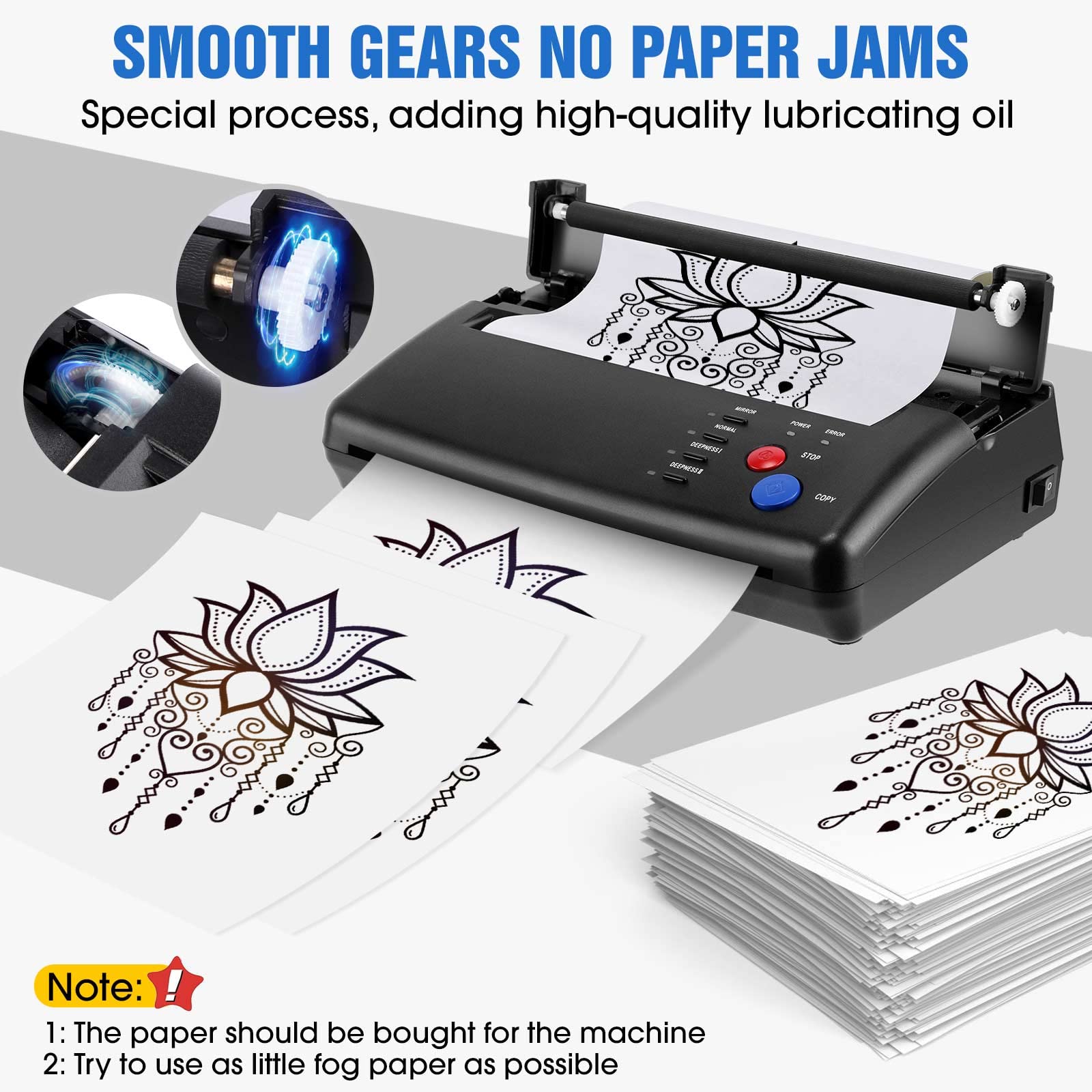 Professional Tattoo Stencil Transfer Printer Machine with 20pcs Thermal Transfer Paper - Tattoo Stencil Copier Kit for Artists & Beginners - Perfect for Tattoo Shops, Home Studios & Professional Tattoo Supplies