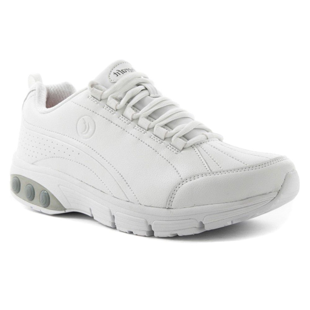 Therafit Women's Kathy Slip-Resistant Leather Athletic Shoes - Comfortable Walking & Work Shoes for Nurses, Waitresses & Healthcare Professionals