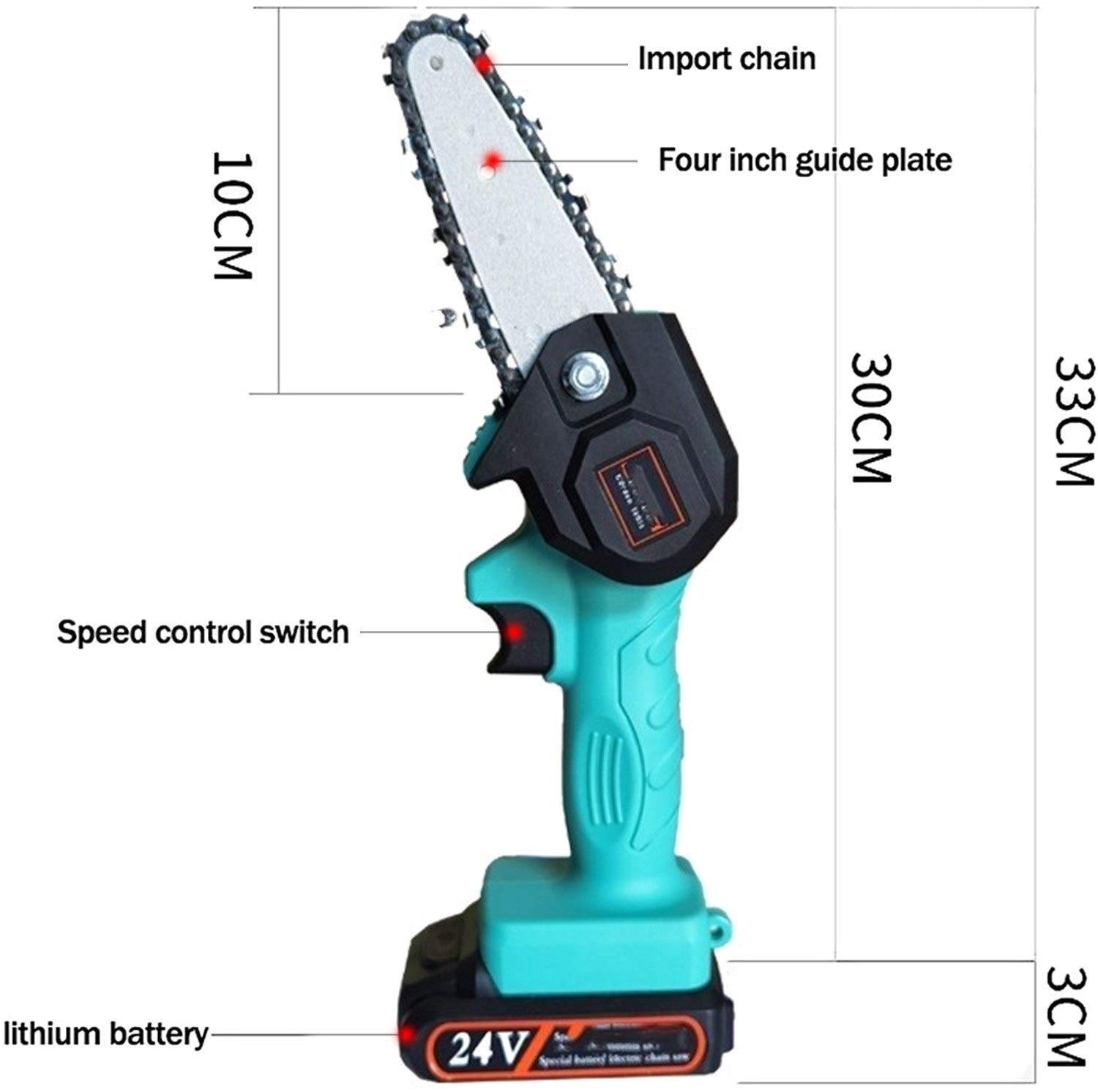 Electric Pruning Saw - Mini Portable Battery Chainsaw with Charger & 2 Batteries, Adjustable Cutting Speed for Wood & Metal Cutting | Perfect for Garden Pruning, DIY Projects & Outdoor Landscaping (E Blue, 2 Batteries)