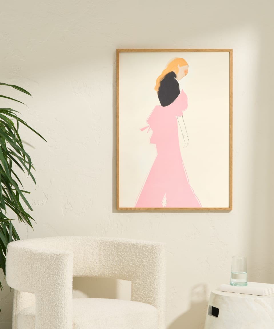 PAPER COLLECTIVE AMELIE HEGARDT Pink Dress Art Print Poster - 50x70cm (20x28in) Scandinavian Wall Decor for Living Room, Bedroom & Office