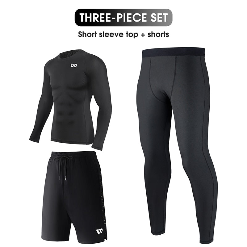 5-Pack Men's Compression Sport Suits - Long Sleeve Shirt & Pants Athletic Set for Gym, Running, Workout | Moisture-Wicking Activewear for Training & Outdoor Sports