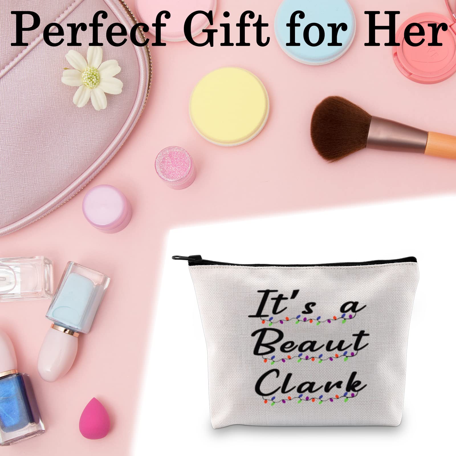 BLUPARK Funny Christmas Vacation Makeup Bag - 'It's A Beaut Clark' National Lampoons Gift for Women | Holiday Travel Cosmetic Pouch & Stocking Stuffer