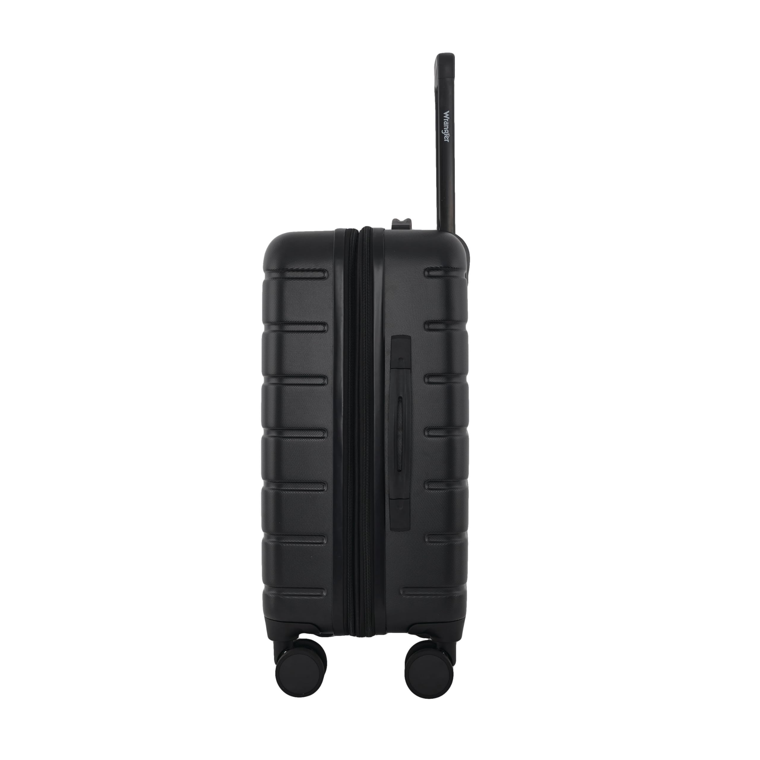 Wrangler Tall Trunk Luggage 4-Piece Set - Durable Black Suitcase Set for Travel, Business Trips & Family Vacations | Carry-On & Check-In Luggage Collection
