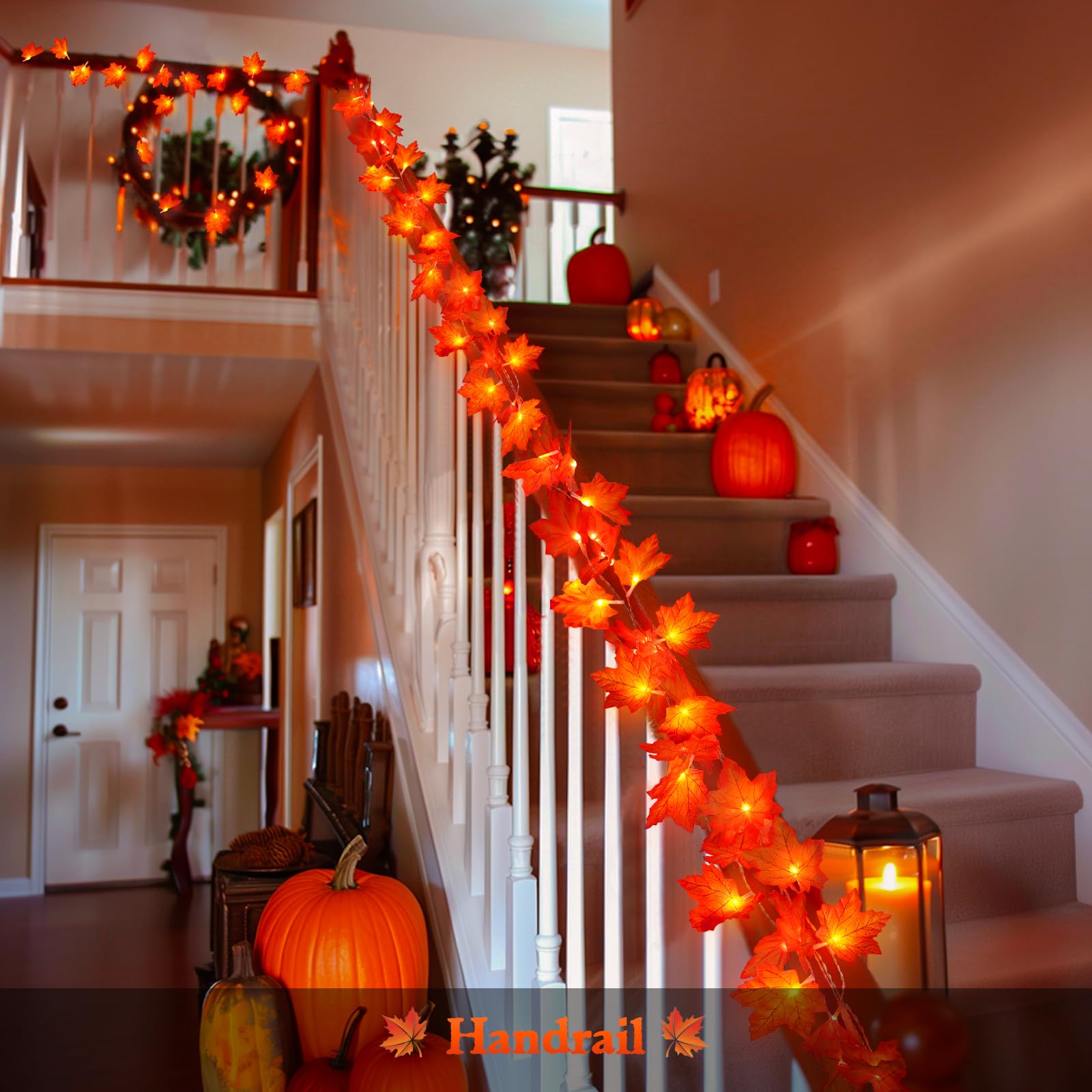 JMEXSUSS 4 Pack 44FT 80 LED Battery Operated Fall String Lights - 8 Lighting Modes, Thanksgiving & Autumn Decor for Bedroom, Home, Indoor - Perfect for Thanksgiving Dinner, Fall Weddings, and Cozy Autumn Nights