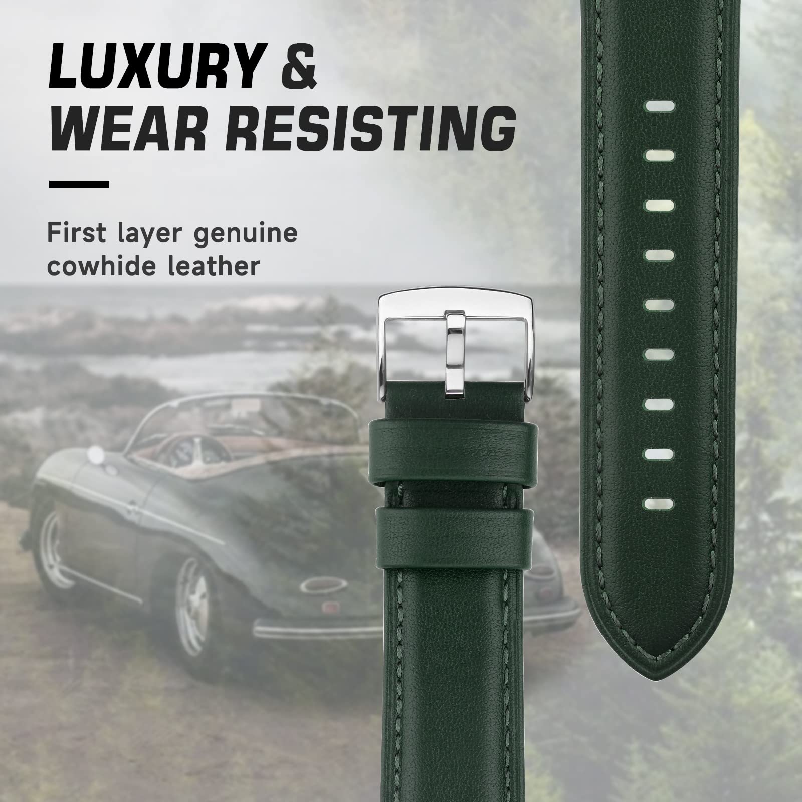 Premium Genuine Leather Apple Watch Band 42mm 44mm 45mm - Soft Top Grain Leather Strap Compatible with Apple Watch Series 9/8/7/6/5/4/3/2/1/SE - Stylish Replacement Band for Men & Women - Perfect for Work, Gym & Everyday Wear